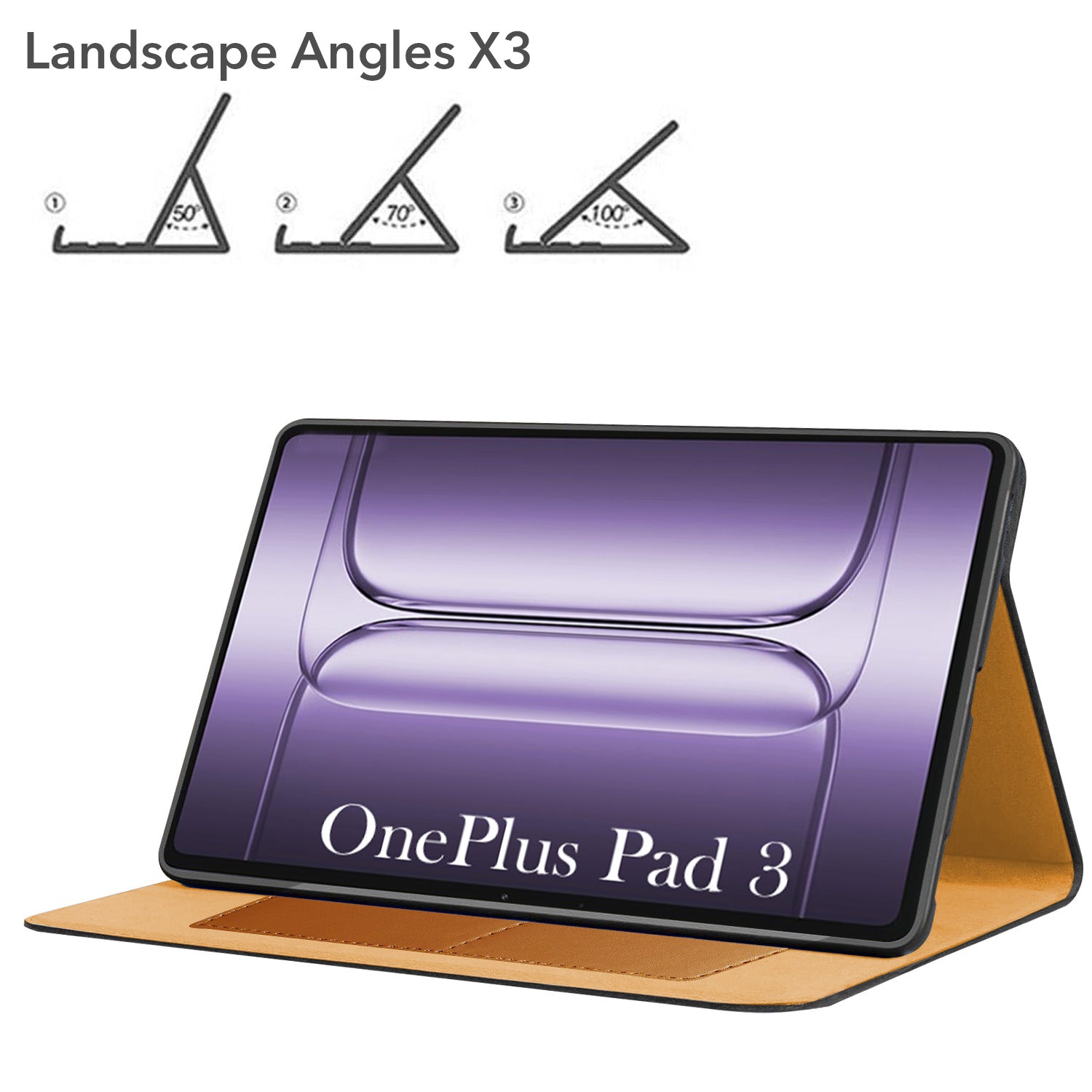For OnePlus Pad 3 13.2 Inch OPD2415 Flip Cover Folio Cover (PU Leather | Multi-Angle Smart Stand | Card Storage Slots | Silicone Back Pouch)