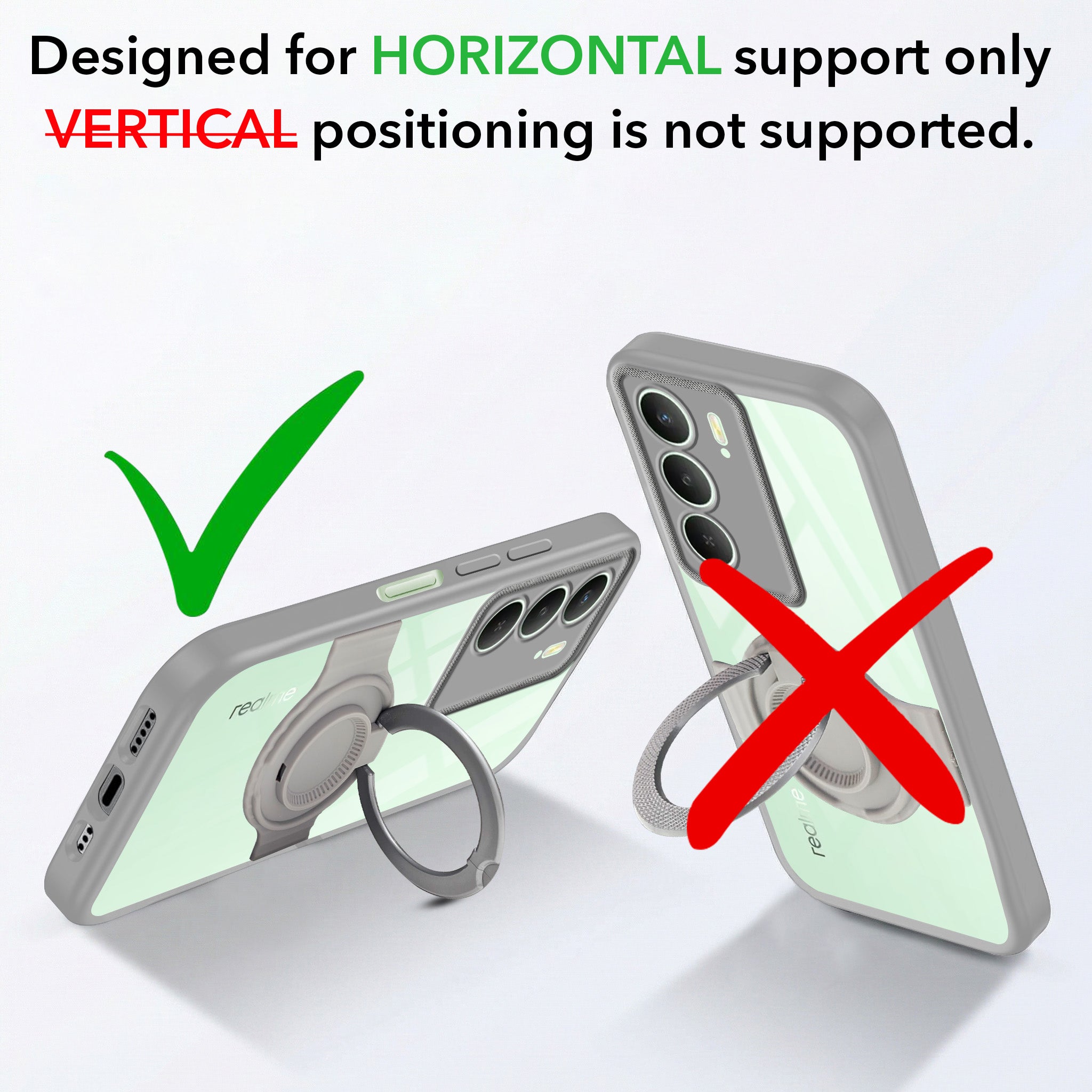 For Realme C73 Back Cover Case with stand (Built-in Ring Holder Kickstand | Lifetime Anti Yellow | Camera Protection)