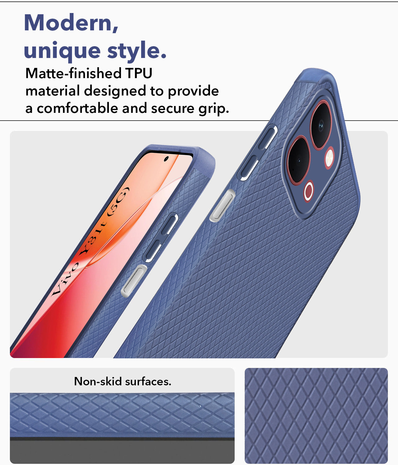 For Vivo Y31T 5G Back Cover Case Liquid Silicone (Camera Protection | Side Grip Texture | Soft and Flexible)