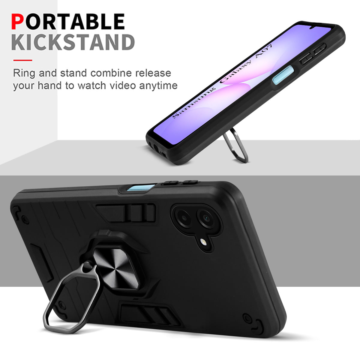 For Samsung Galaxy A07 5G  Back Cover Case (Shockproof Dual Layer Polycarbonate |Ring Holder Kickstand)
