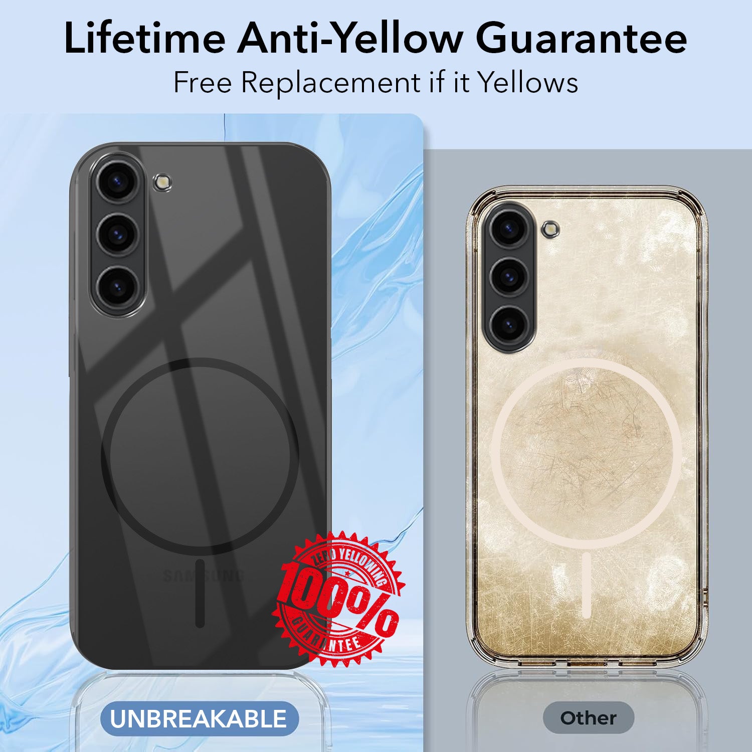 For Samsung Galaxy S23 Plus Back Cover Case Crystal Anti Yellow (MagSafe Wireless Charging Support |Camera Protection Bump)