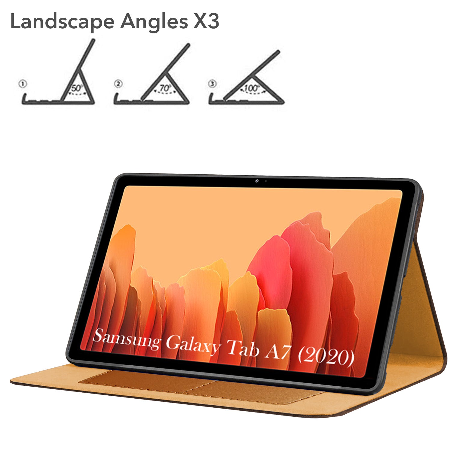 For Samsung Galaxy Tab A7 (2020) 10 Inch SM-T500/T505/T505N Flip Cover Folio Cover (PU Leather | Multi-Angle Smart Stand | Card Storage Slots | Silicone Back Pouch)
