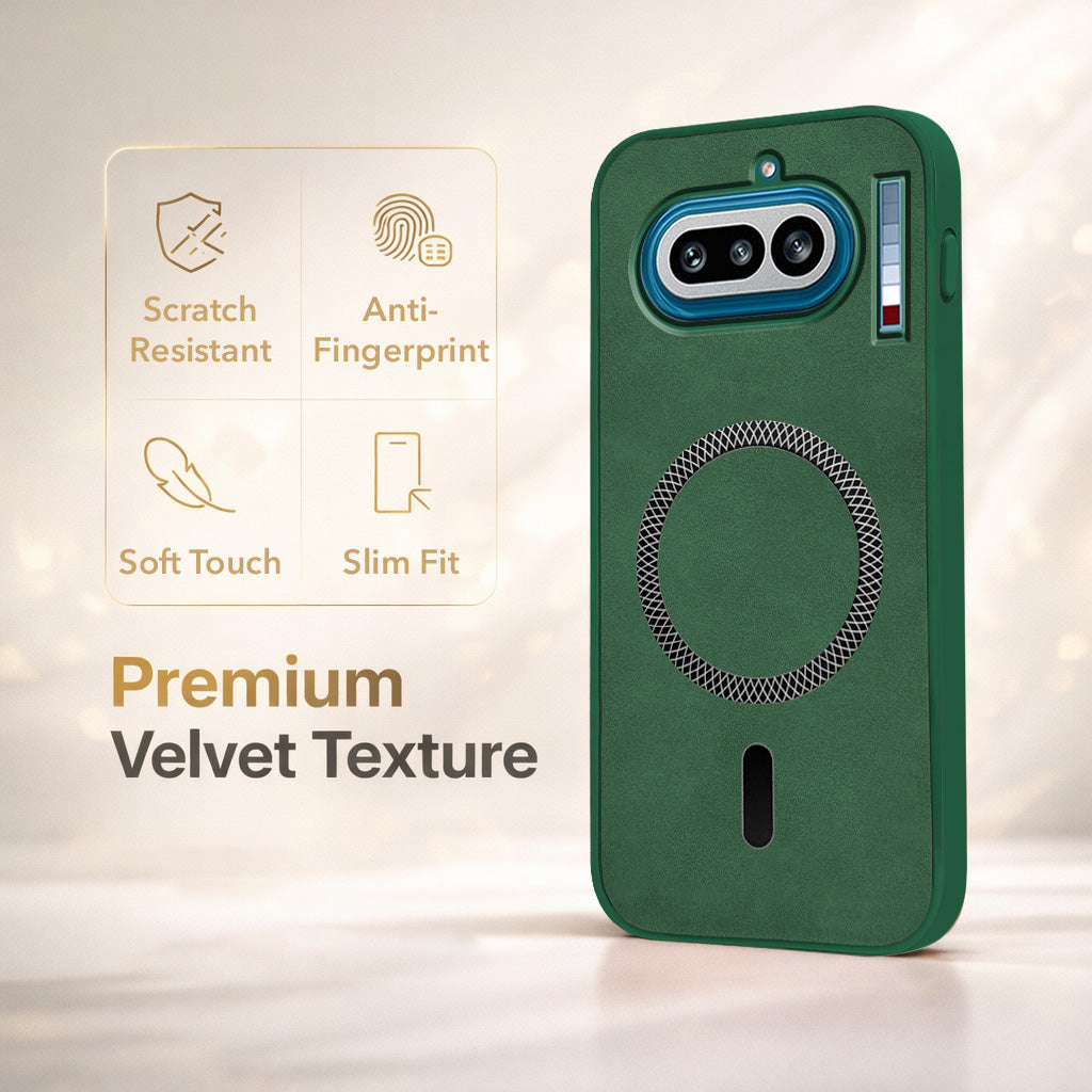For Nothing Phone 4A 5G Back Cover Case Leather Finish (MagSafe Compatible Wireless Charging | Soft Touch | Camera Bump Protection)