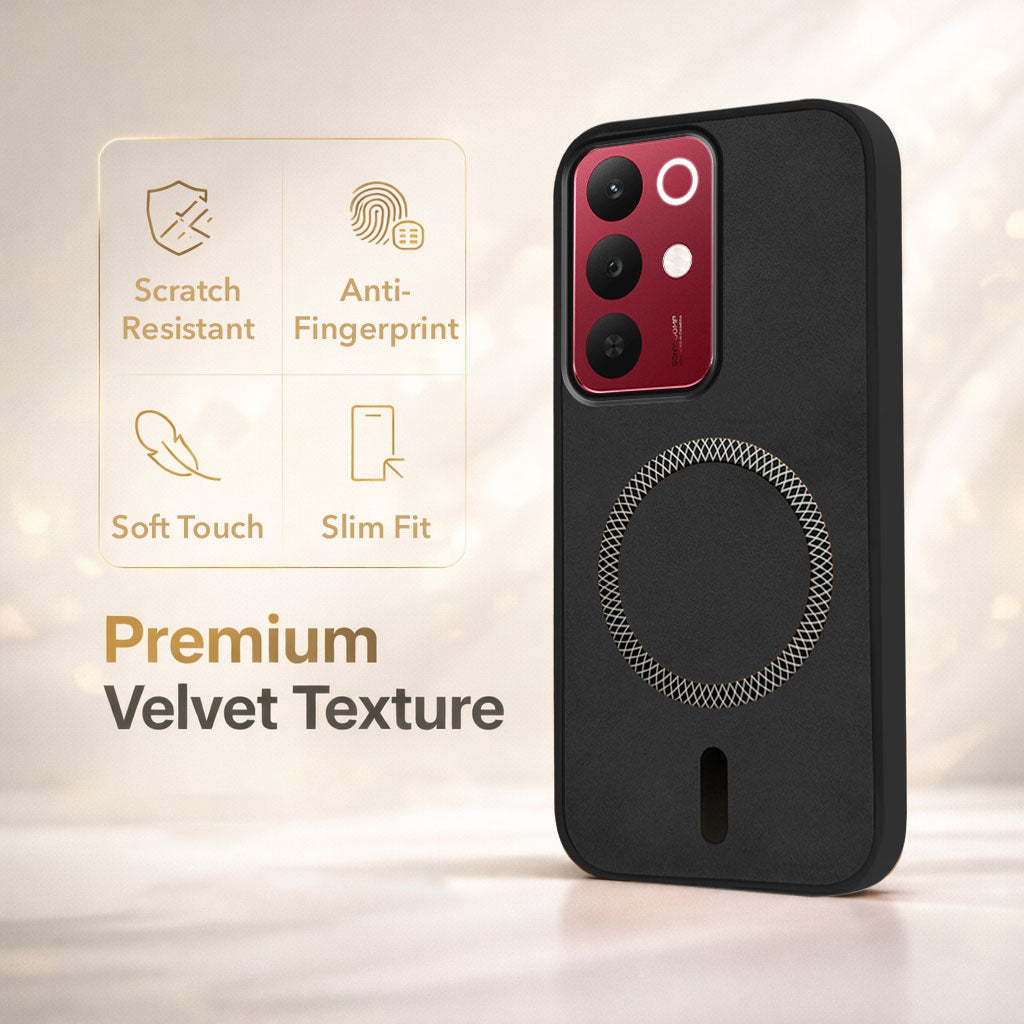 For Realme 15X Back Cover Case Leather Finish (MagSafe Compatible Wireless Charging | Soft Touch | Camera Bump Protection)