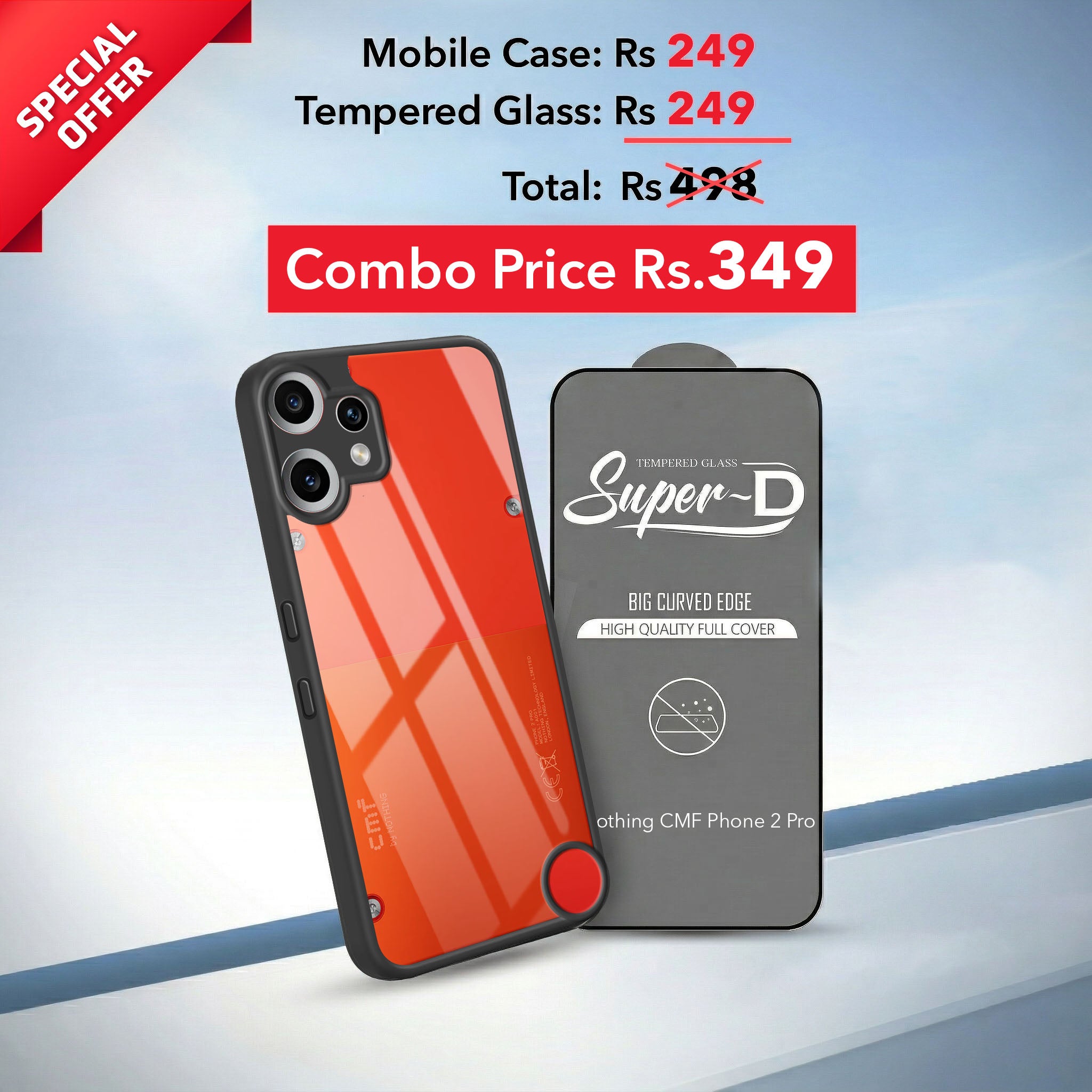 For Nothing CMF Phone 2 Pro Combo with Back Cover and 9H Tempered Glass (Lifetime Anti-Yellow | Crystal Clear Shockproof | Oleophobic Coating Screen Glass)