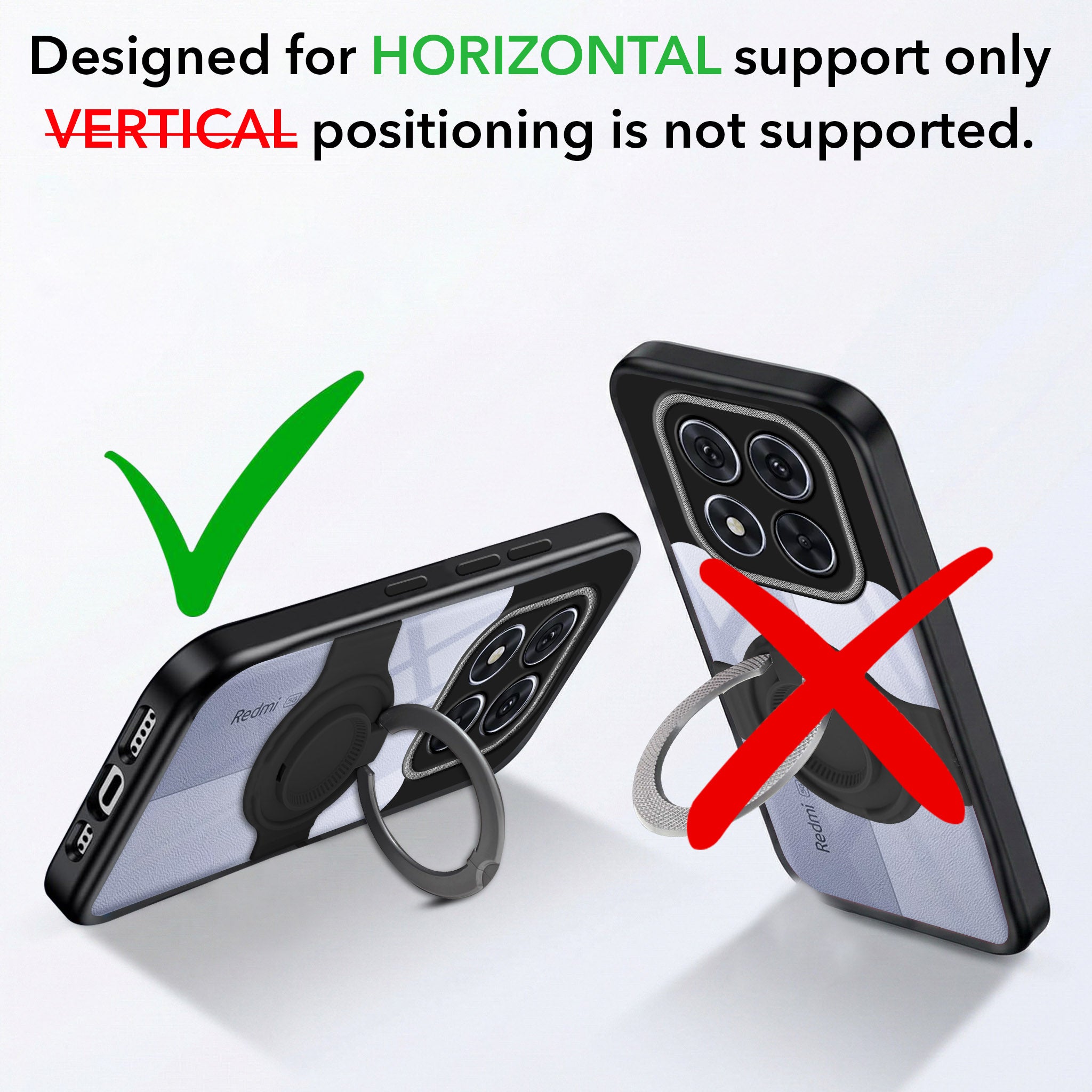 For Redmi Note 14 Pro Back Cover Case with stand (Built-in Ring Holder Kickstand | Lifetime Anti Yellow | Camera Protection)