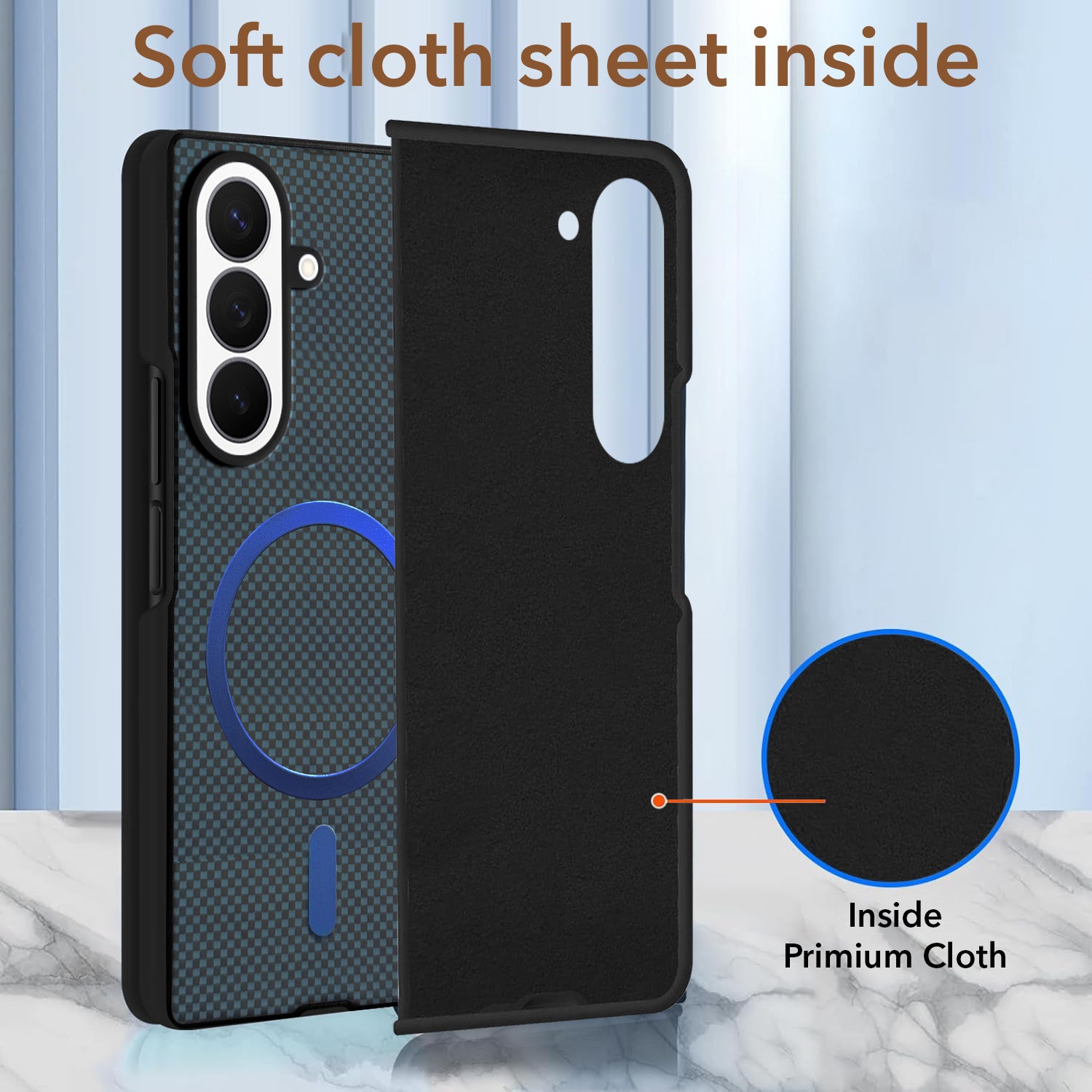 For Samsung Galaxy Z Fold 8 Ultra Back Case Cover (MagSafe Wireless Charging Compatible | Hexa Leather Finish | Inside Microfiber Cloth)