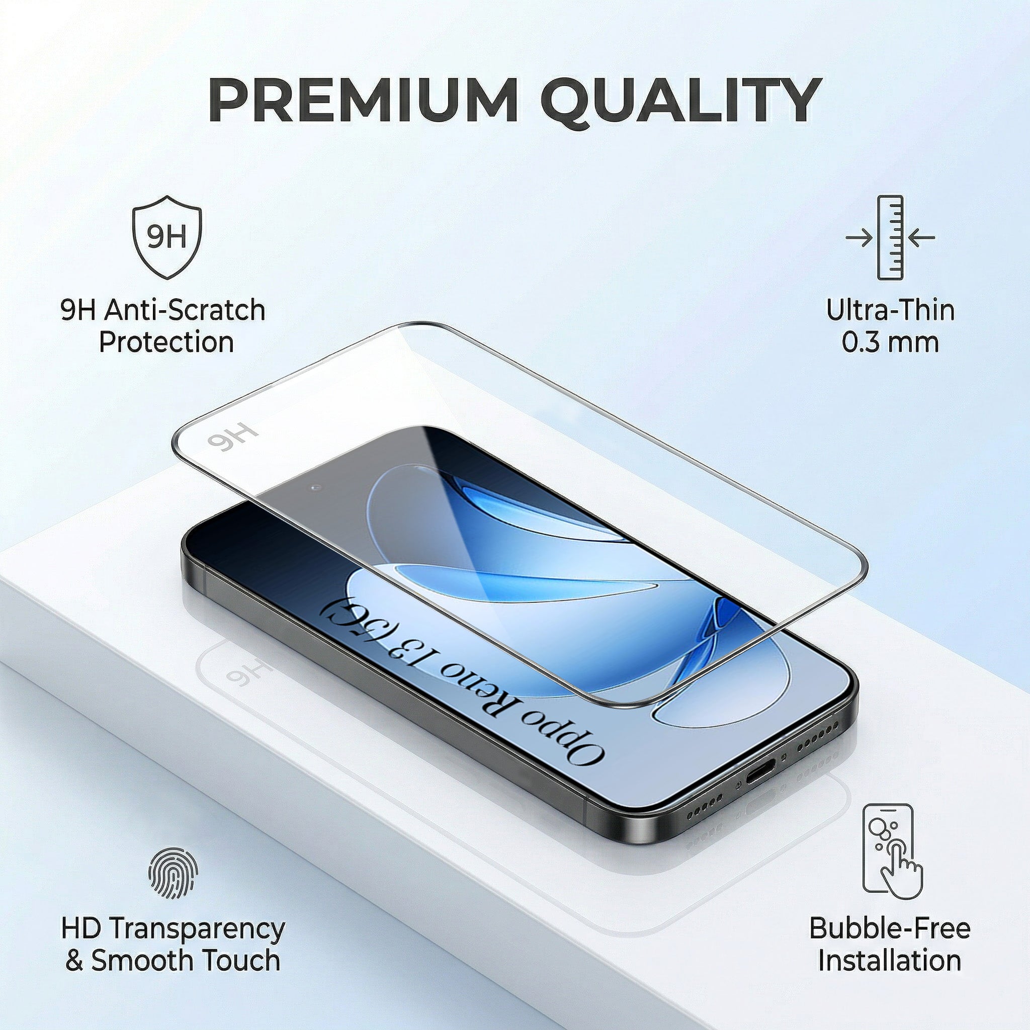 For Oppo Reno13 5G | Oppo Reno 13 5G Combo with Back Cover and 9H Tempered Glass (Liquid Silicone | Camera Protection | Oleophobic Coating Screen Glass)