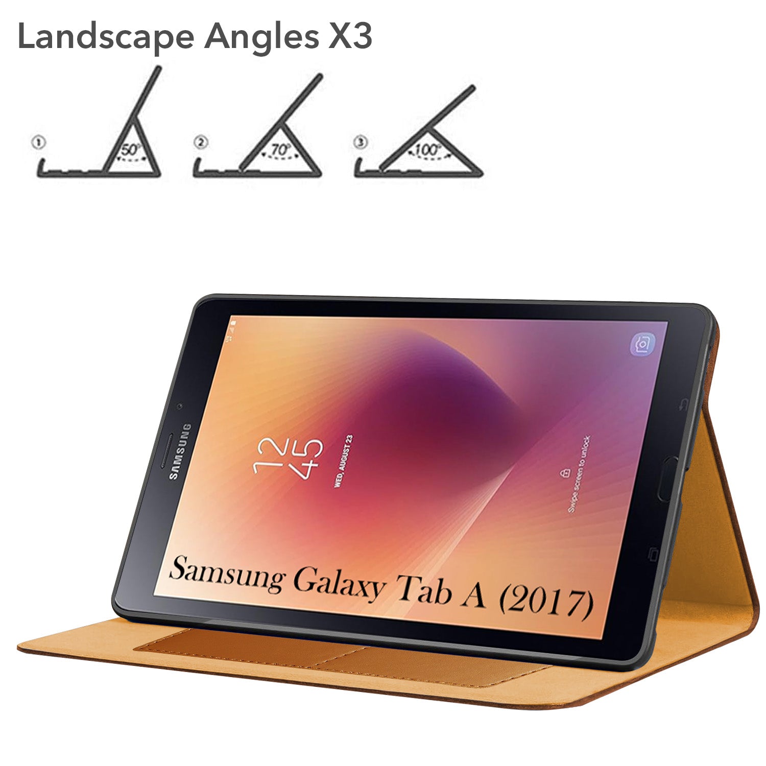 For Samsung Galaxy Tab A T380|T385 8 Inch Flip Cover Folio Cover (PU Matte Leather | Multi-Angle Smart Stand | Card Storage Slots | Silicone Back Pouch)