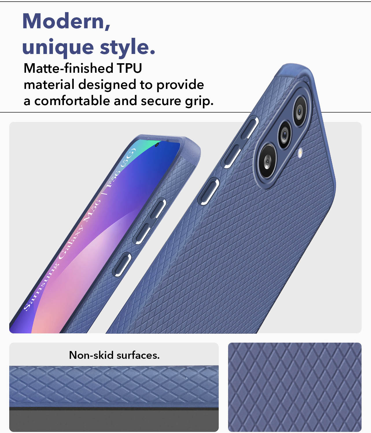 For Samsung Galaxy M56 | Samsung Galaxy F56 Back Cover Case (Liquid Silicone | Side Grip | Camera Protection)