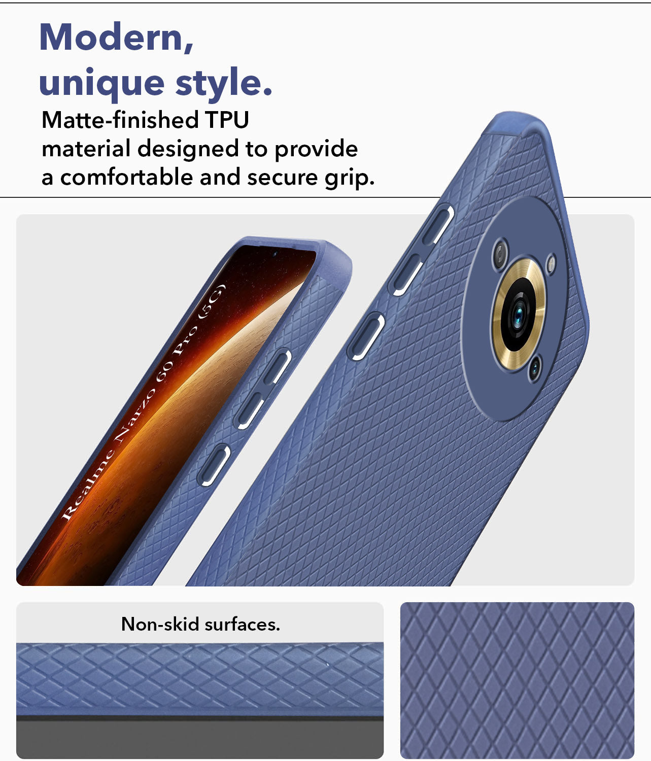 For Realme Narzo 60 Pro Back Cover Case (Liquid Silicone | Side Grip | Camera Protection)