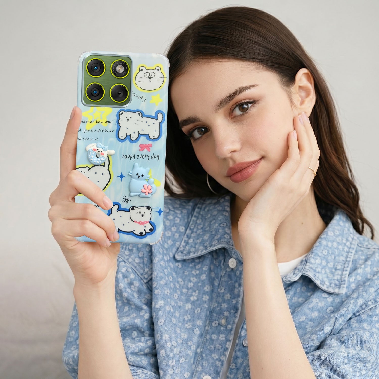 For Motorola Moto Edge 70 Back Cover Case (3D Cute Cartoons | Hard Back Side Soft | Matte Premium Finish | HD Printing)
