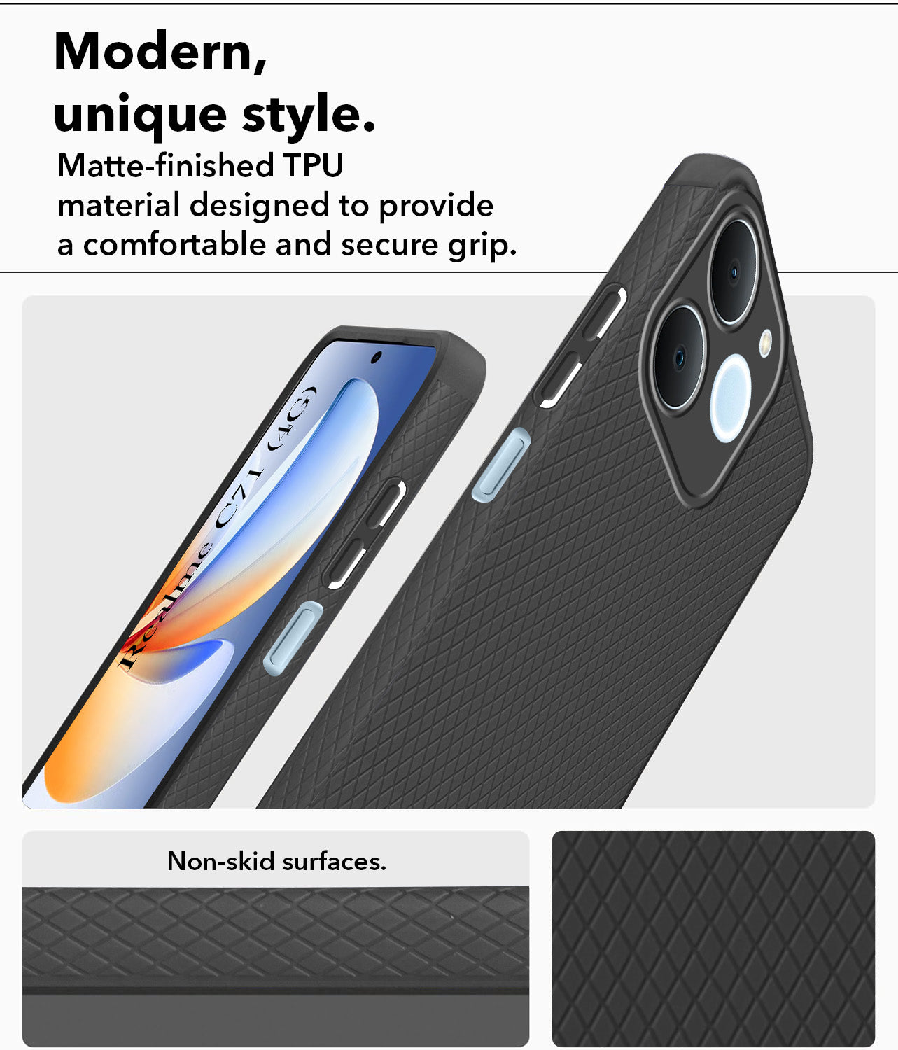 For Realme C71 Back Cover Case Liquid Silicone (Camera Protection | Side Grip Texture | Soft and Flexible)