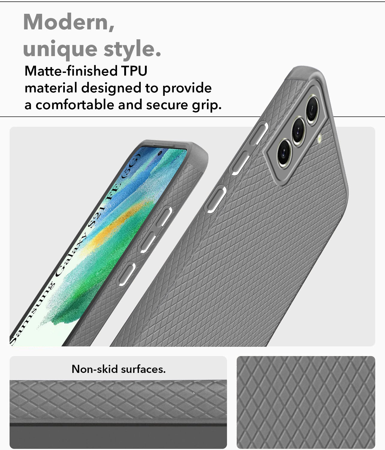 For Samsung Galaxy S21 FE 5G Back Cover Case (Liquid Silicone | Side Grip | Camera Protection)