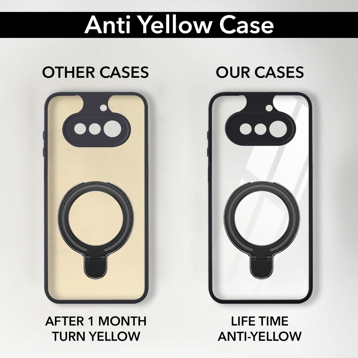 For Nothing Phone 4A 5G Back Cover Case (Kick Stand Ring Holder | Life time Anti Yellow | Camera Protection)