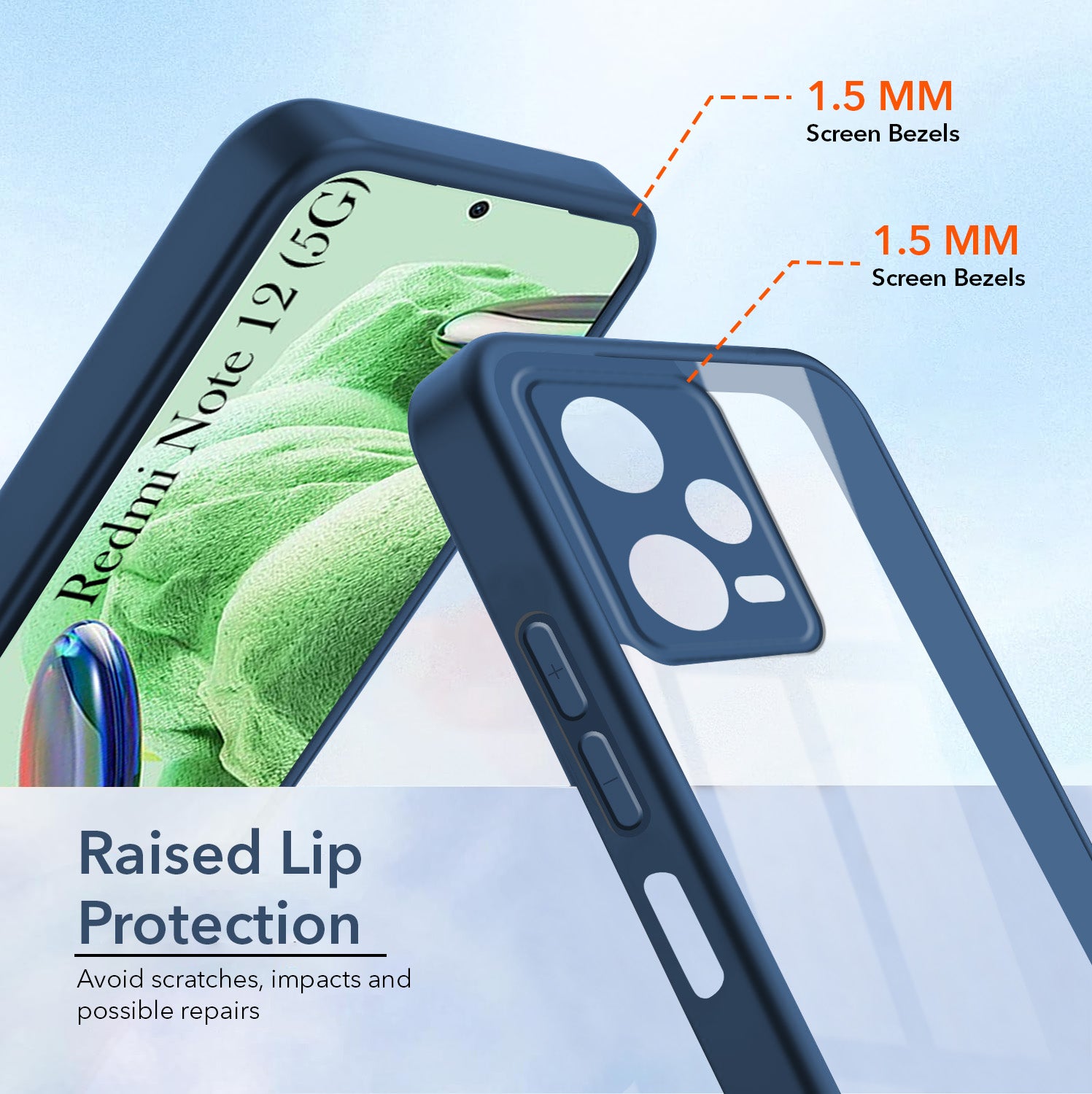 For Redmi Note 12 5G  Back Cover Case Ultra-Hybrid (Lifetime Anti Yellow | Anti Scratch | Crystal Clear Shockproof)