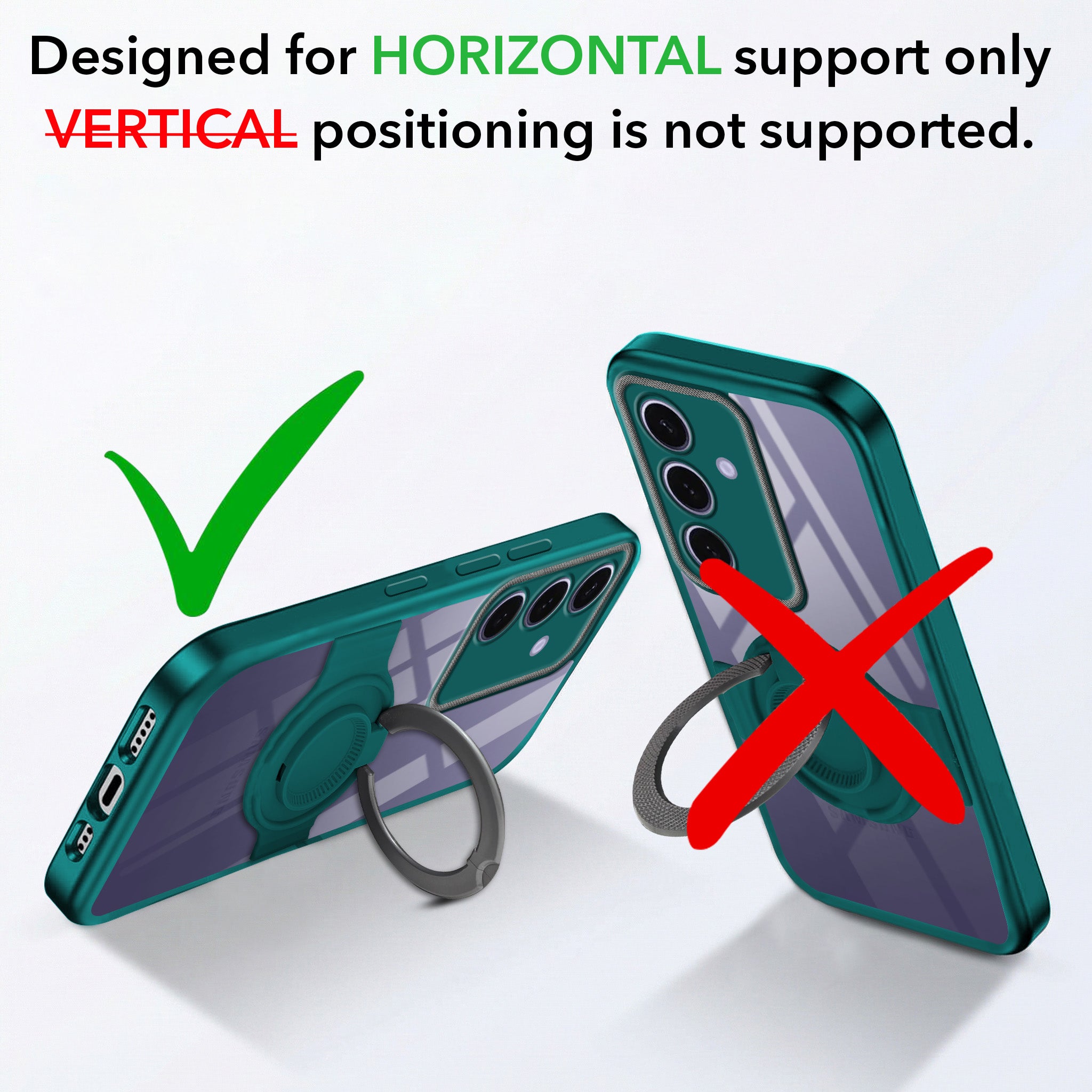 For Samsung Galaxy S24 Back Cover Case with stand (Built-in Ring Holder Kickstand | Lifetime Anti Yellow | Camera Protection)