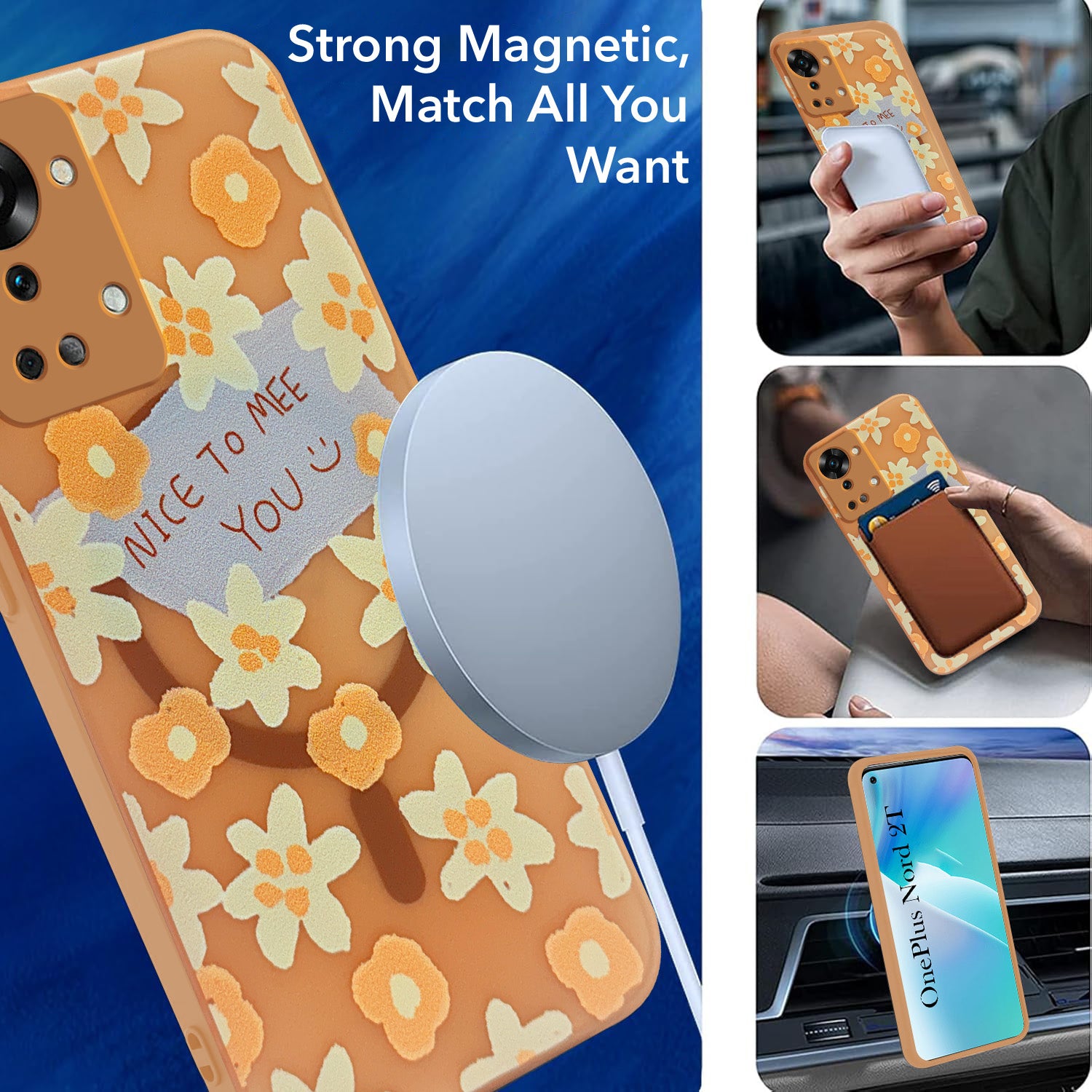 For OnePlus Nord 2T Back Cover Case (Cute Floral Design | Flower Print for Girls | MagSafe Compatible Wireless Charging)