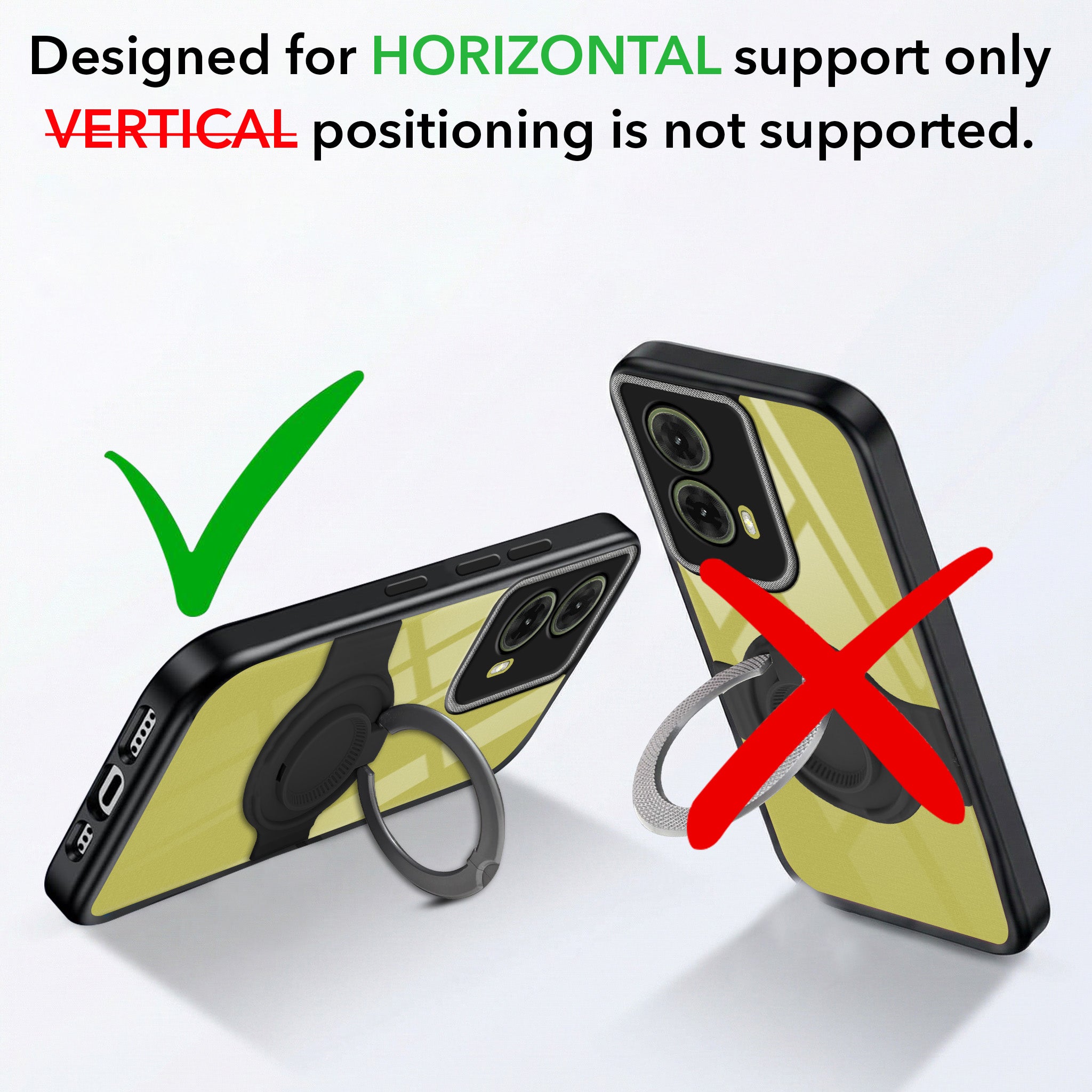 For Motorola Moto G85 5G Back Cover Case with stand (Built-in Ring Holder Kickstand | Lifetime Anti Yellow | Camera Protection)