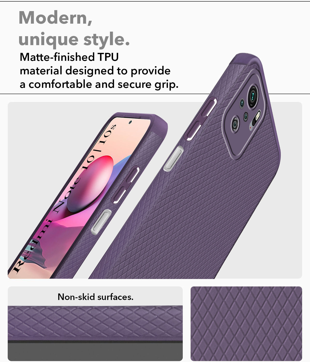 For Xiaomi Mi Redmi Note 10 | Note 10S Back Cover Case (Liquid Silicone | Side Grip | Camera Protection)