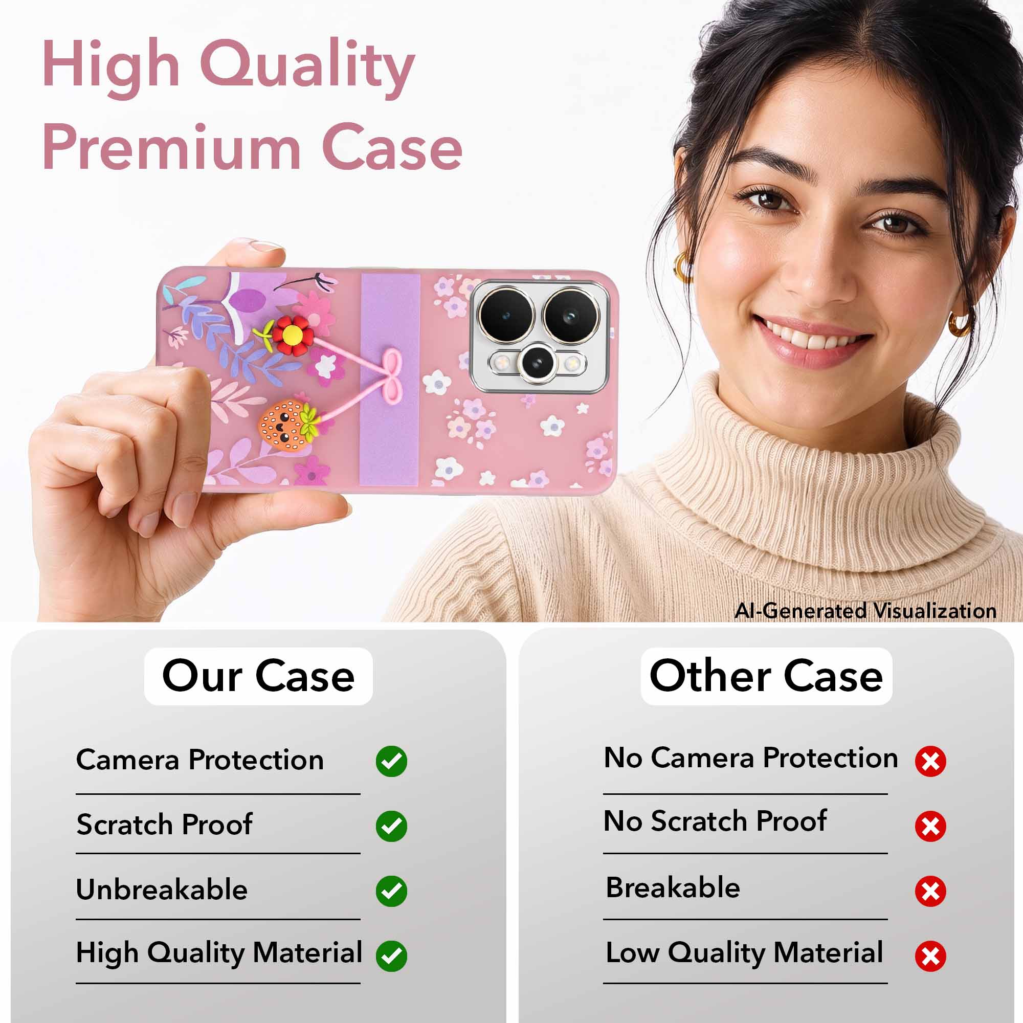 For Realme 15 Back Cover Case (3D Cute Cartoons | Hard Back Side Soft | Matte Premium Finish | HD Printing)