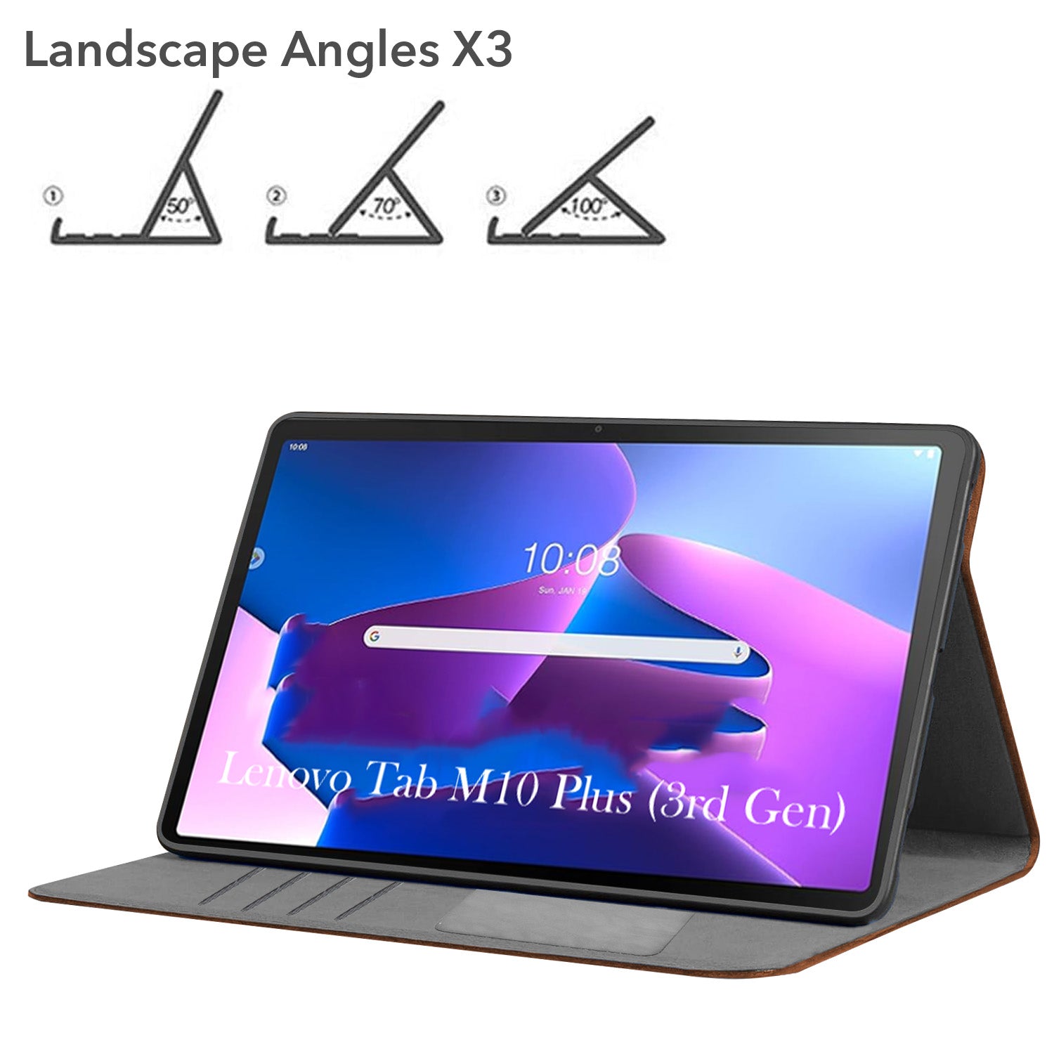 For Flip Cover Folio Case Lenovo Tab M10 Plus (3rd Gen) 12 Inch (PU Leather | Multi-Angle Smart Stand | Card Storage Slots | Silicone Back Pouch)