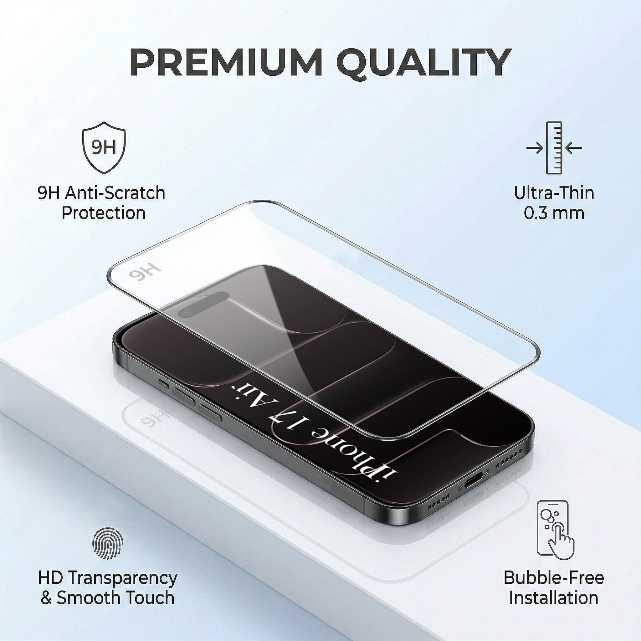 For Apple iPhone 17 Air Combo with Back Cover and 9H Tempered Glass (Lifetime Anti-Yellow | Sleek Hard Crystal | Oleophobic Coating Screen Glass)