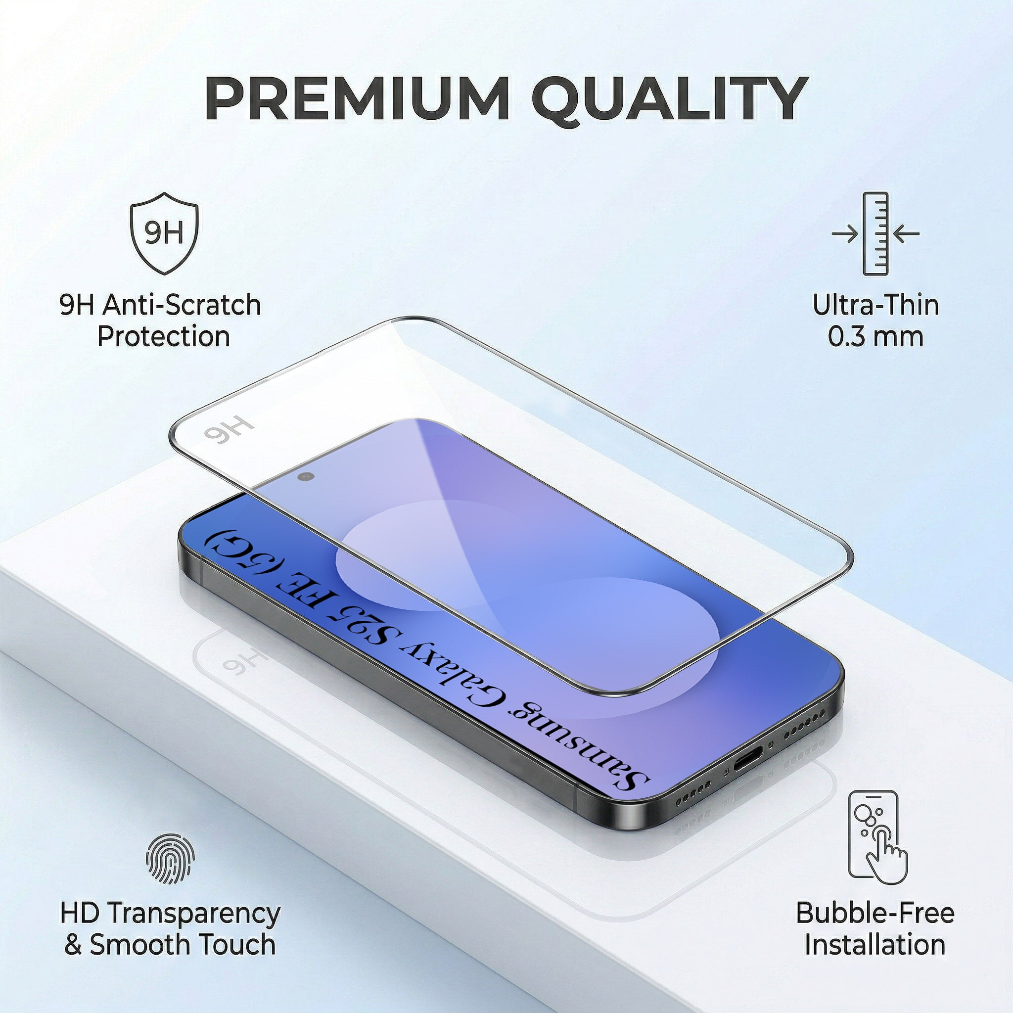 For Samsung Galaxy S25 FE Combo with Back Cover and 9H Tempered Glass (Liquid Silicone | Camera Protection | Oleophobic Coating Screen Glass)