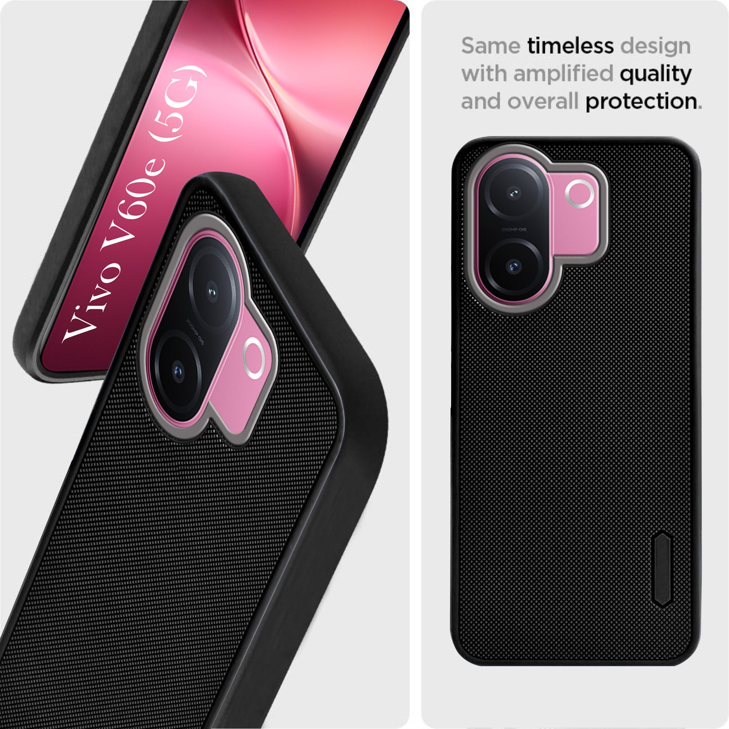 For Vivo V60e Back Cover Case Rubberised(Textured Grip Design | Micro-Fiber Cloth Inside | Slim and Light Weight | Soft Touch and Feel)