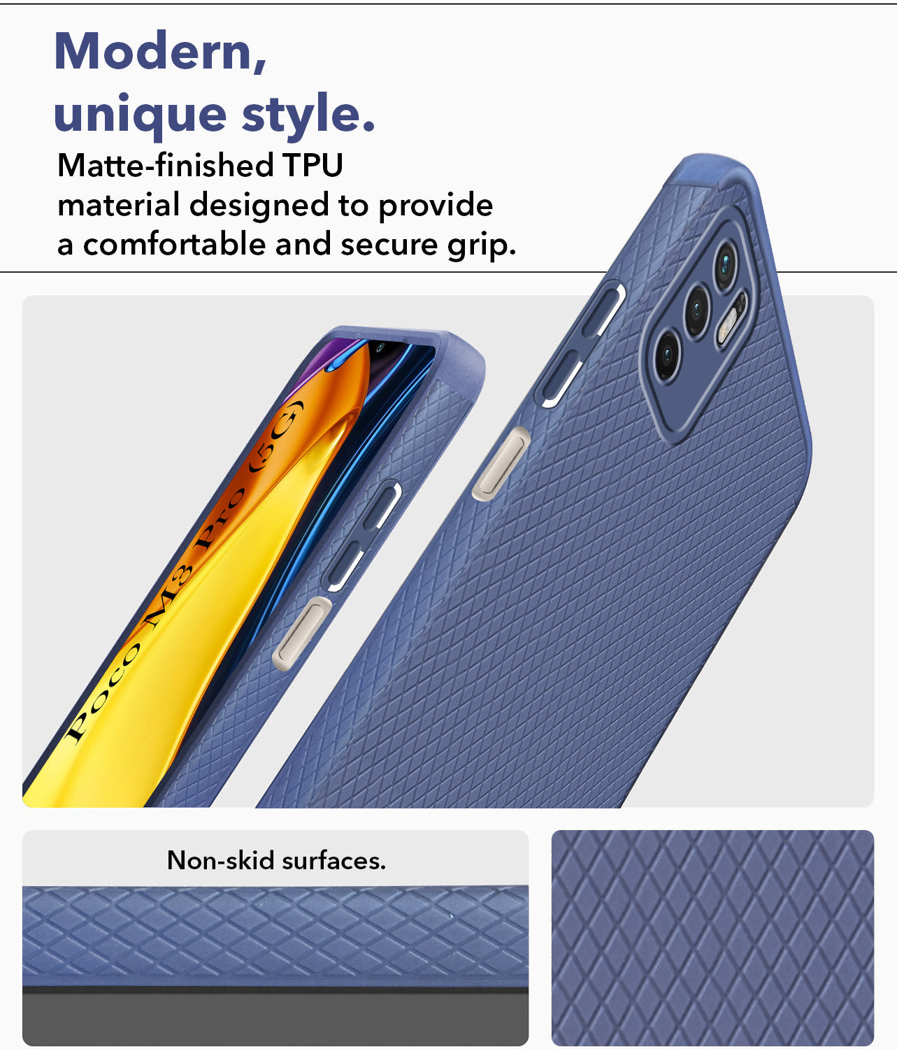 For Poco M3 Pro 5G Back Cover Case Liquid Silicone (Camera Protection | Side Grip Texture | Soft and Flexible)