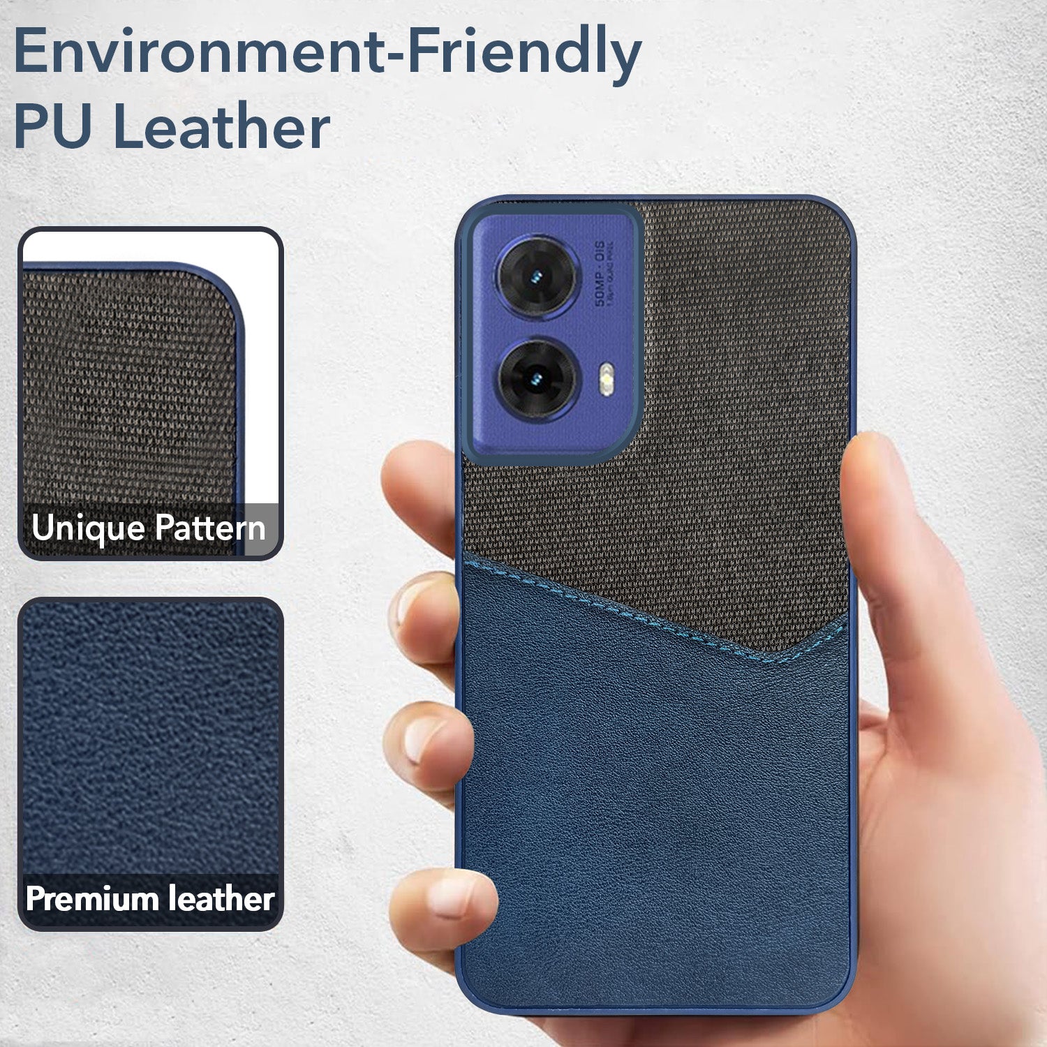 For Motorola Moto G85 Back Cover Case (Dual PU Leather Stitch | Professional Minimalist | Soft and Flexible)
