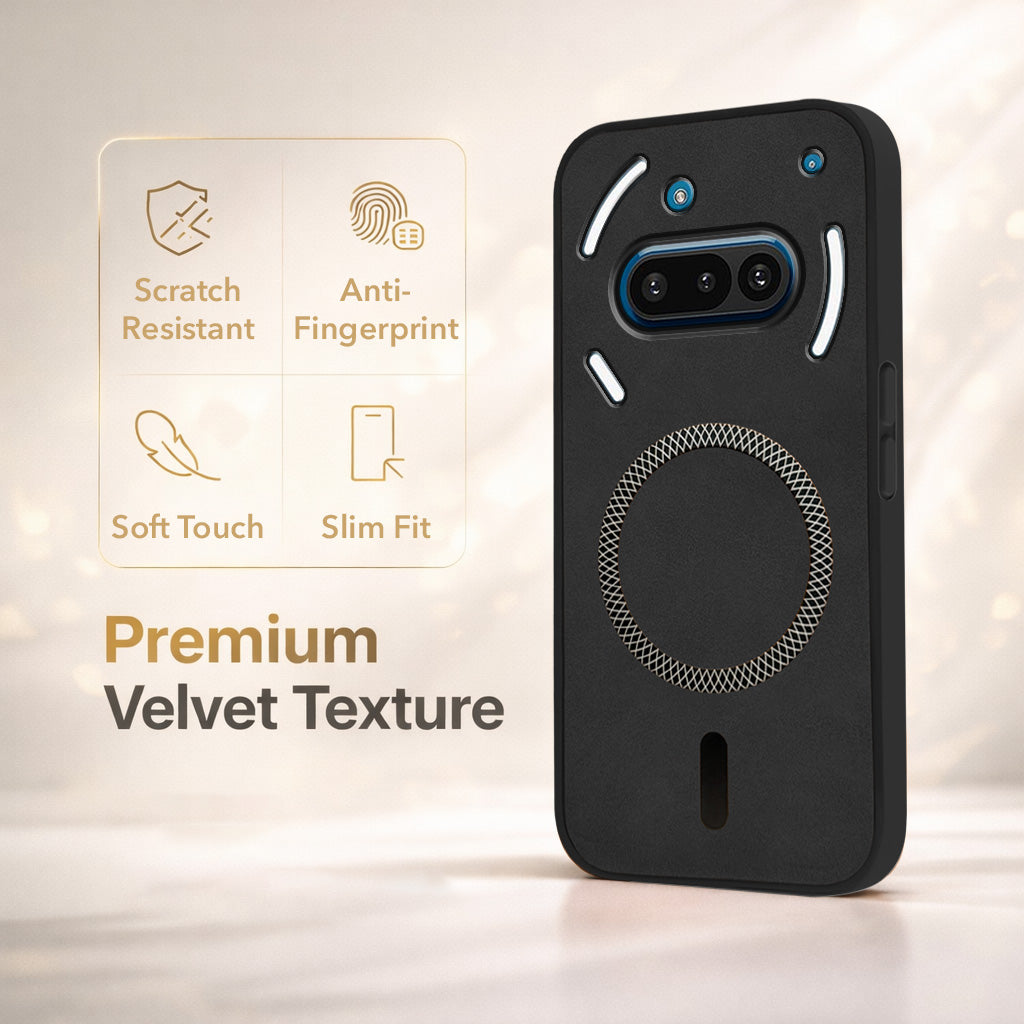 For Nothing Phone 3A 5G Back Cover Case Leather Finish (MagSafe Compatible Wireless Charging | Soft Touch | Camera Bump Protection)