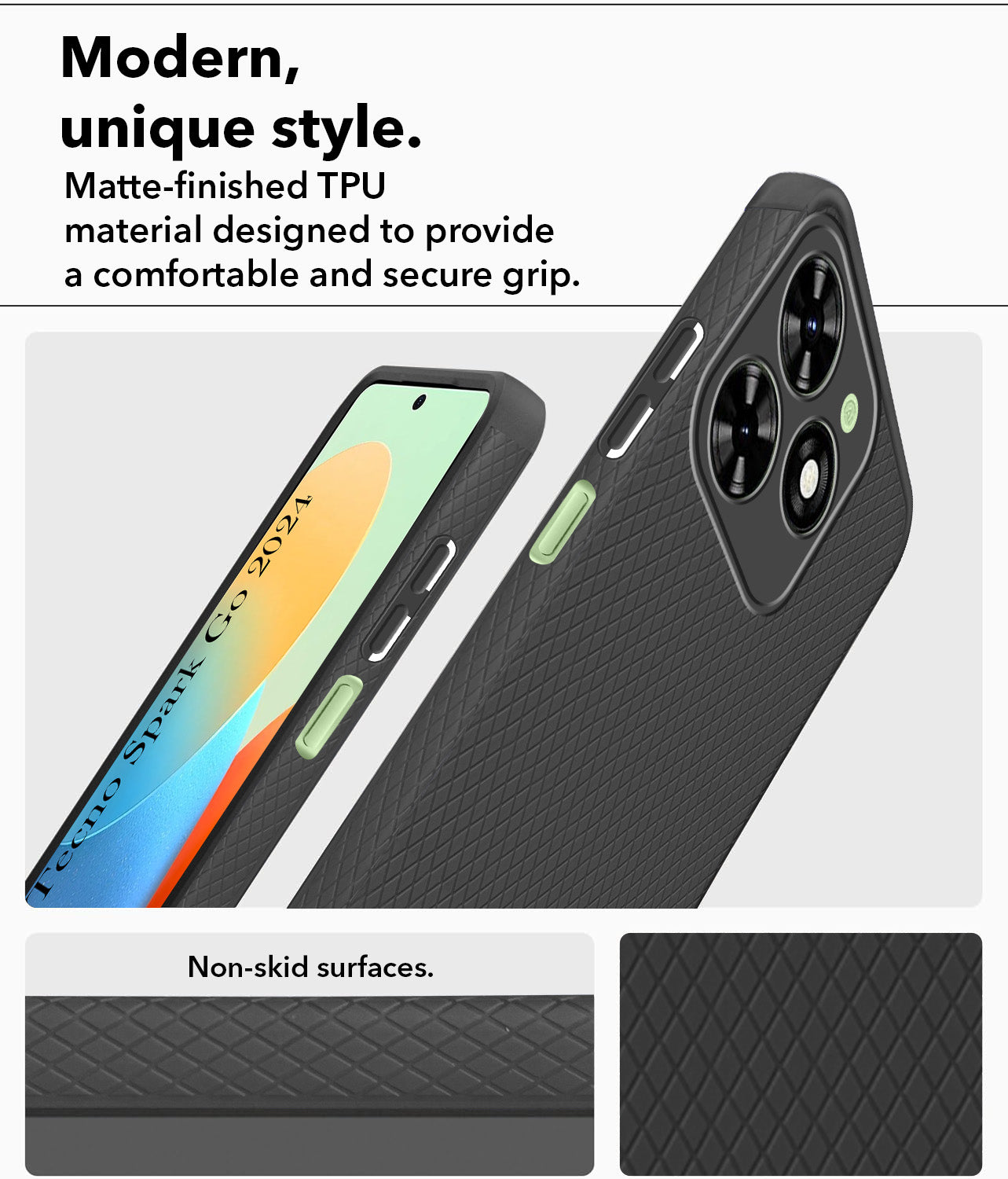 For Tecno Spark Go 2024 Back Cover Case (Liquid Silicone | Side Grip | Camera Protection)