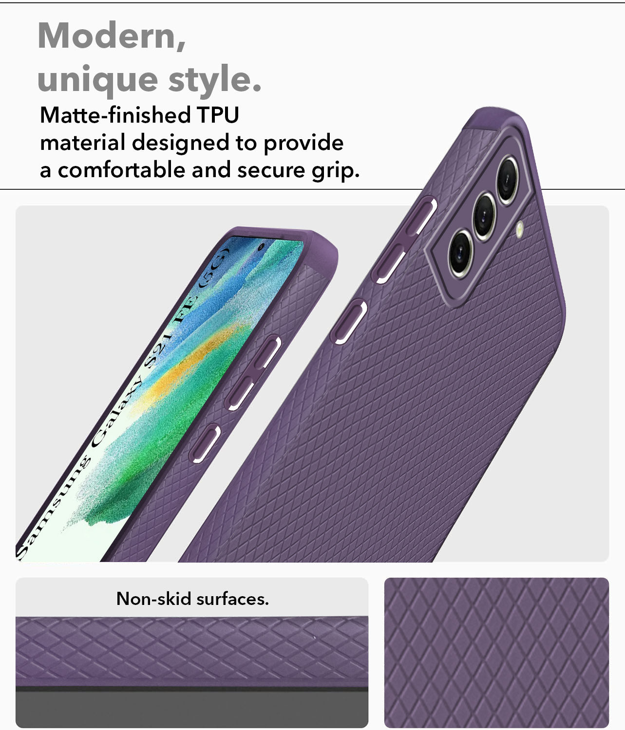 For Samsung Galaxy S21 FE 5G Back Cover Case (Liquid Silicone | Side Grip | Camera Protection)