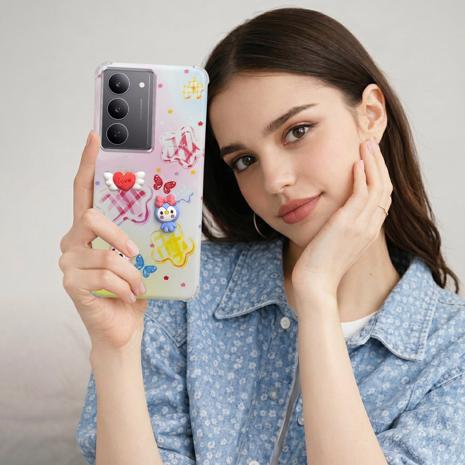 For Realme 14X Back Cover Case (3D Cute Cartoons | Hard Back Side Soft | Matte Premium Finish | HD Printing)