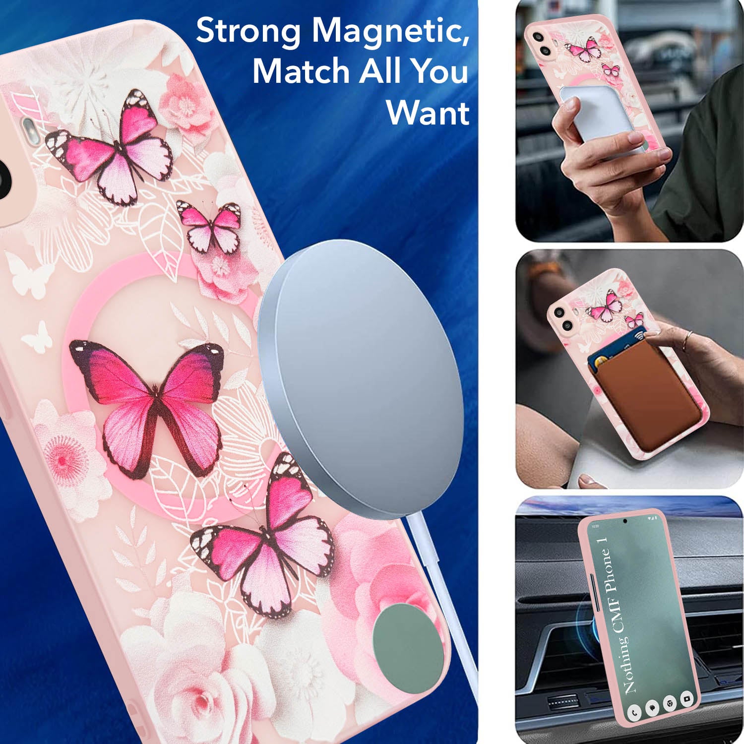 For Nothing CMF Phone 1 Back Cover Case (Cute Floral Design | Flower Print for Girls | MagSafe Compatible Wireless Charging)