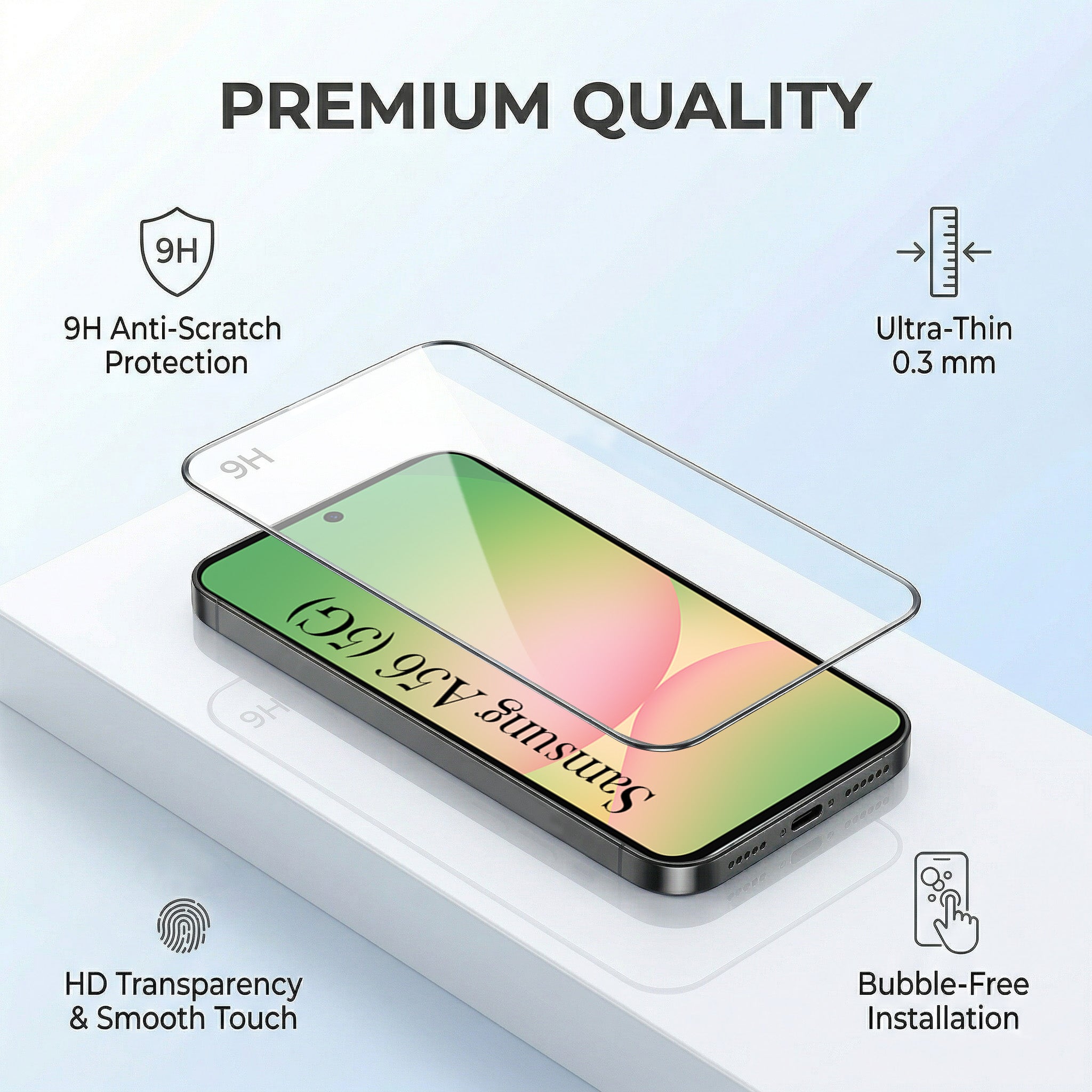 For Samsung Galaxy A56 Combo with Back Cover and 9H Tempered Glass (Lifetime Anti-Yellow | Sleek Hard Crystal | Oleophobic Coating Screen Glass)