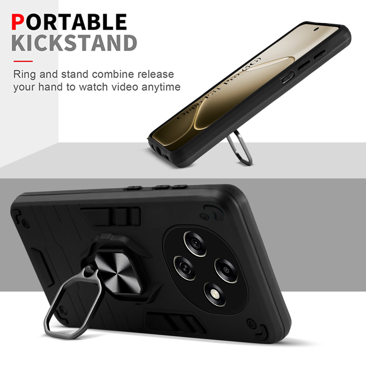 For Oppo F31 Pro Back Cover Case Hybrid Armor (Shockproof Dual Layer Polycarbonate |Ring Holder Kickstand)