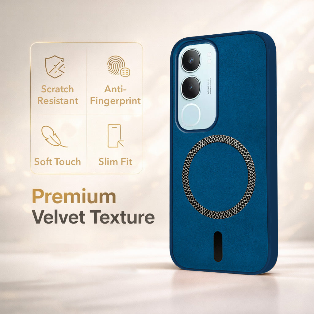 For Vivo Y29 Back Cover Case Leather Finish (MagSafe Compatible Wireless Charging | Soft Touch | Camera Bump Protection)