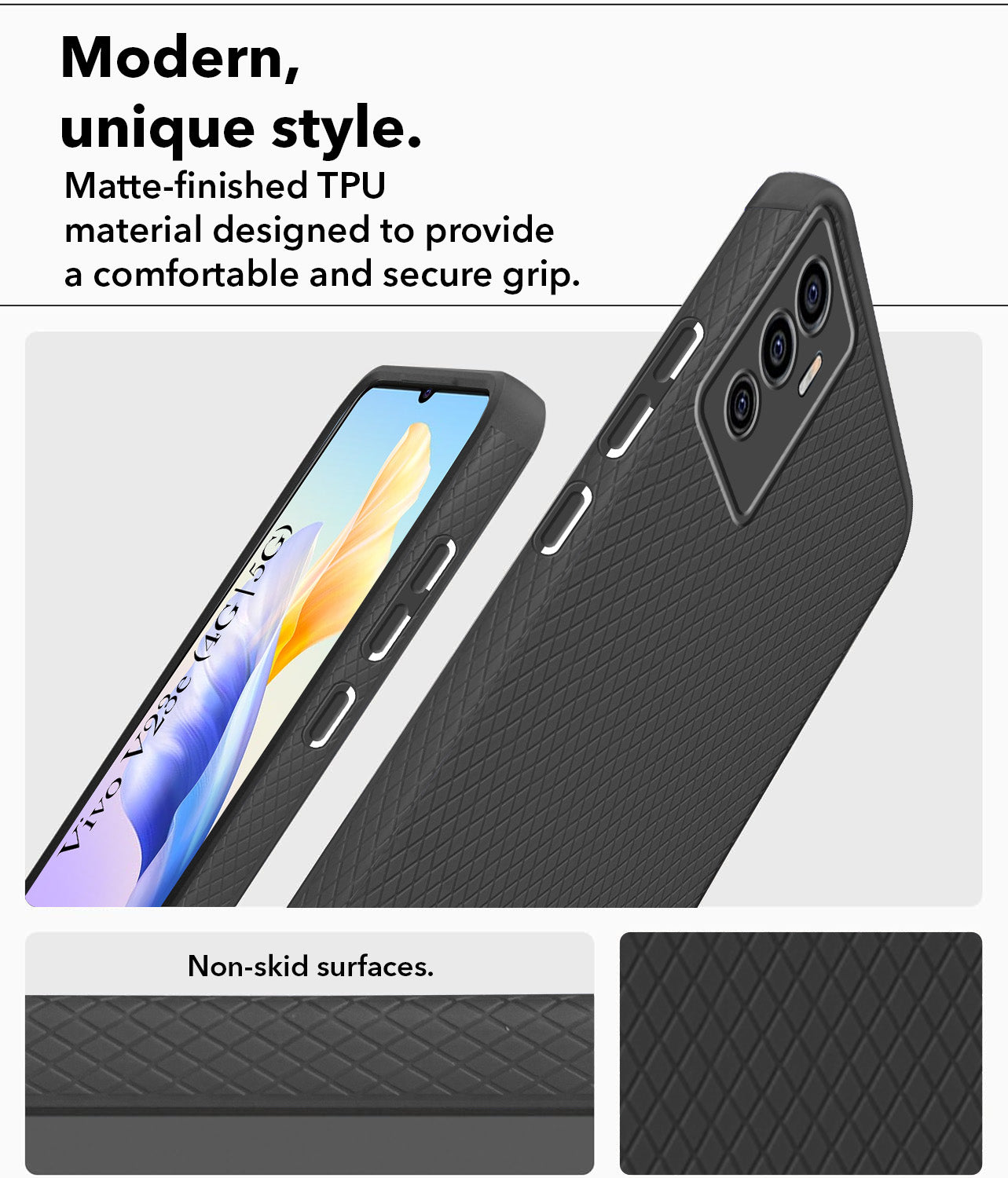 For Vivo V23e 4G | 5G Back Cover Case (Liquid Silicone | Side Grip | Camera Protection)