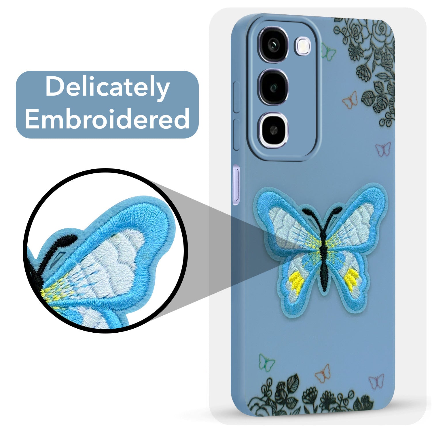 For Realme P4R 5G Back Cover Case (Soft Butterfly Embroidery | Women Teen Girls | Camera Protection| Matte Silicone)