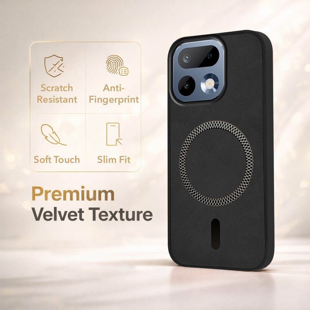 For Realme 16 Pro Back Cover Case Leather Finish (MagSafe Compatible Wireless Charging | Soft Touch | Camera Bump Protection)