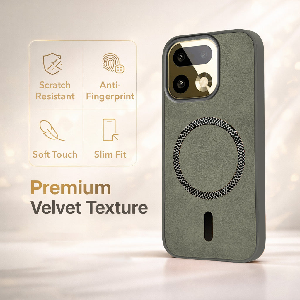 For Realme 16 Pro Plus 5G Back Cover Case Leather Finish (MagSafe Compatible Wireless Charging | Soft Touch | Camera Bump Protection)