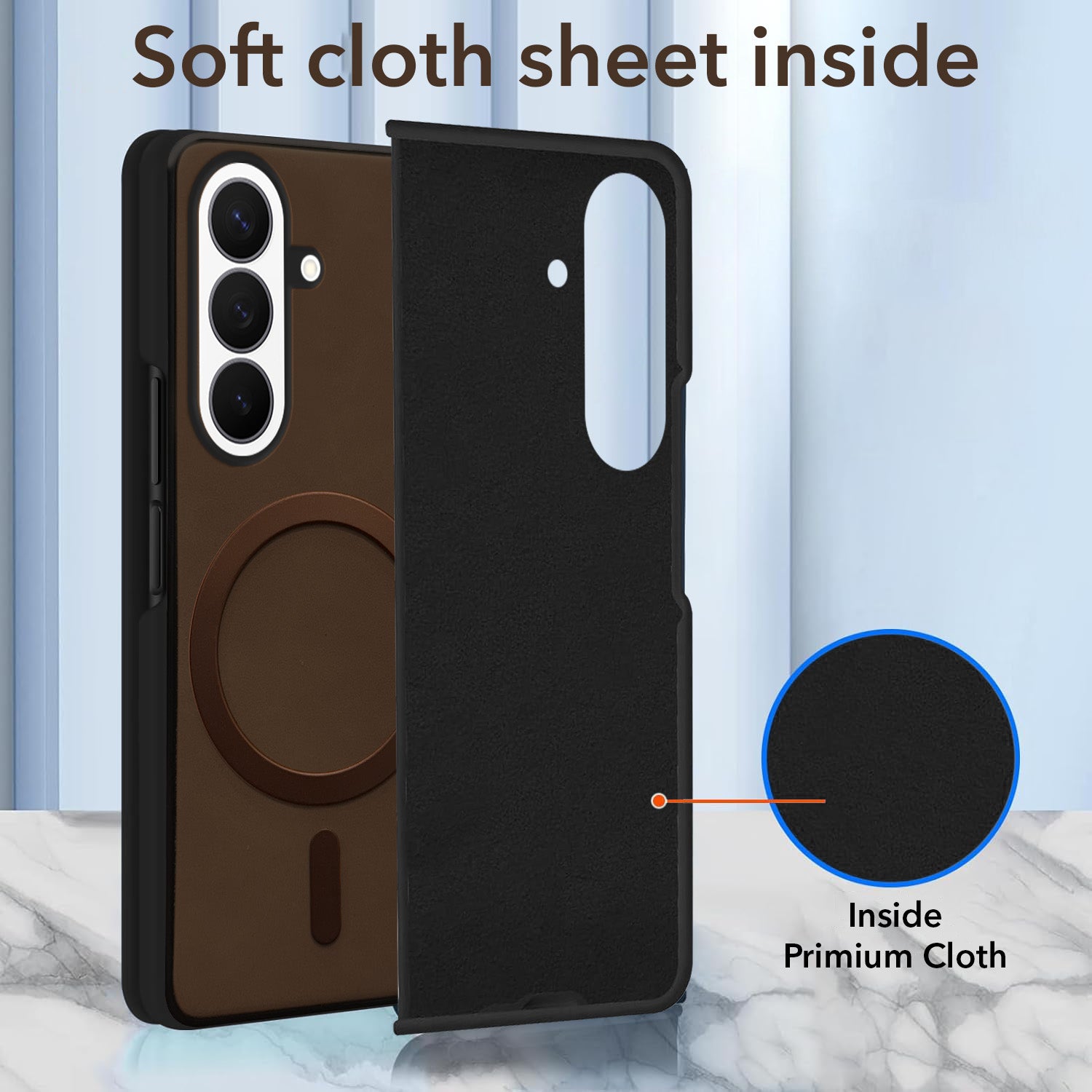 For Samsung Galaxy Z Fold 8 Ultra Back Cover Case Leather Finish (MagSafe Wireless Charging Compatible | Inside Microfiber Cloth)