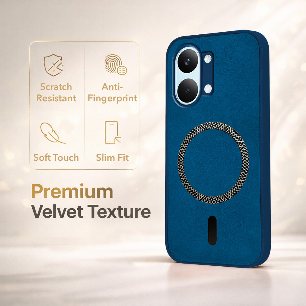 For Poco X8 Pro Max 5G Back Cover Case Leather Finish (MagSafe Compatible Wireless Charging | Soft Touch | Camera Bump Protection)