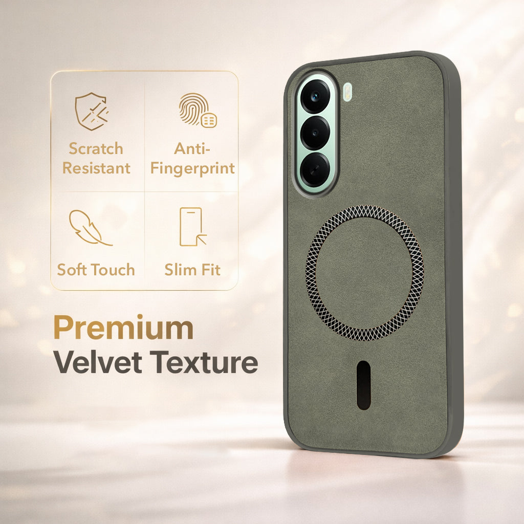 For OnePlus Nord CE 6 Lite Back Cover Case Leather Finish (MagSafe Compatible Wireless Charging | Soft Touch | Camera Bump Protection)