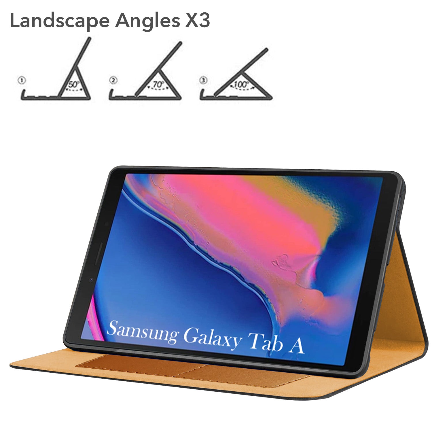 For Samsung Galaxy Tab A 8 Inch SM-T290/T295 Flip Case Cover Folio Cover(PU Matte Leather | Multi-Angle Smart Stand | Card Storage Slots | Silicone Back Pouch)
