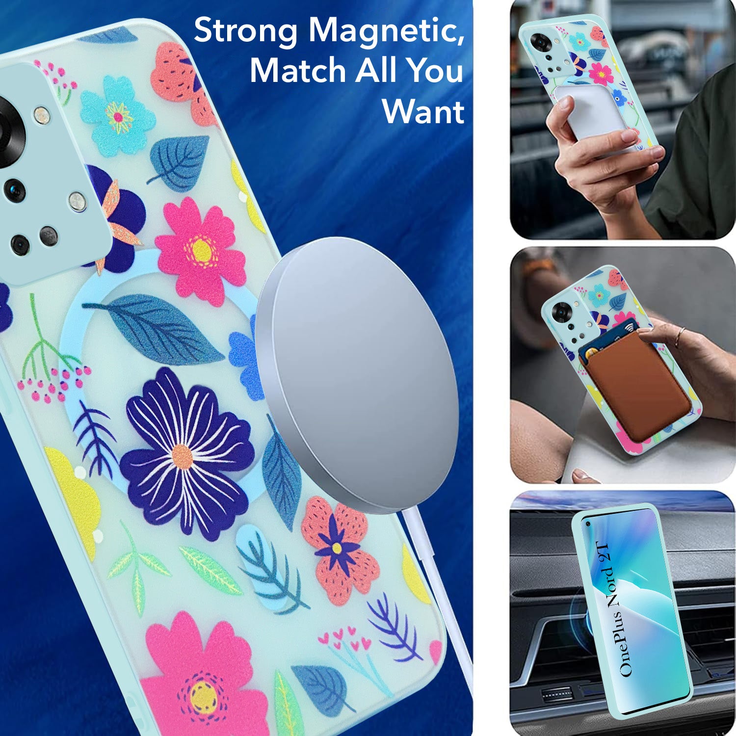For OnePlus Nord 2T Back Cover Case (Cute Floral Design | Flower Print for Girls | MagSafe Compatible Wireless Charging)