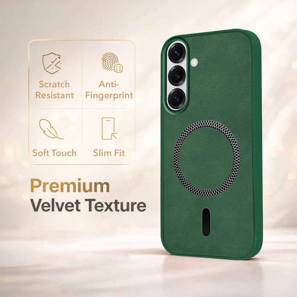 For Samsung Galaxy S25 Back Cover Case (Sleek Leather Finish | MagSafe Compatible Wireless Charging | Camera Bump Protection)