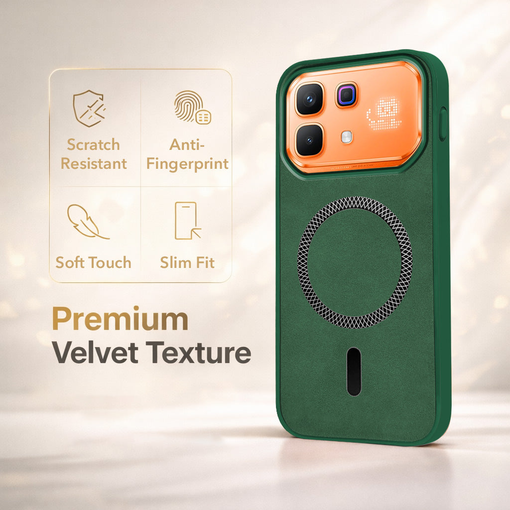 For Infinix Note 60 Pro 5G Back Cover Case Leather Finish (MagSafe Compatible Wireless Charging | Soft Touch | Camera Bump Protection)